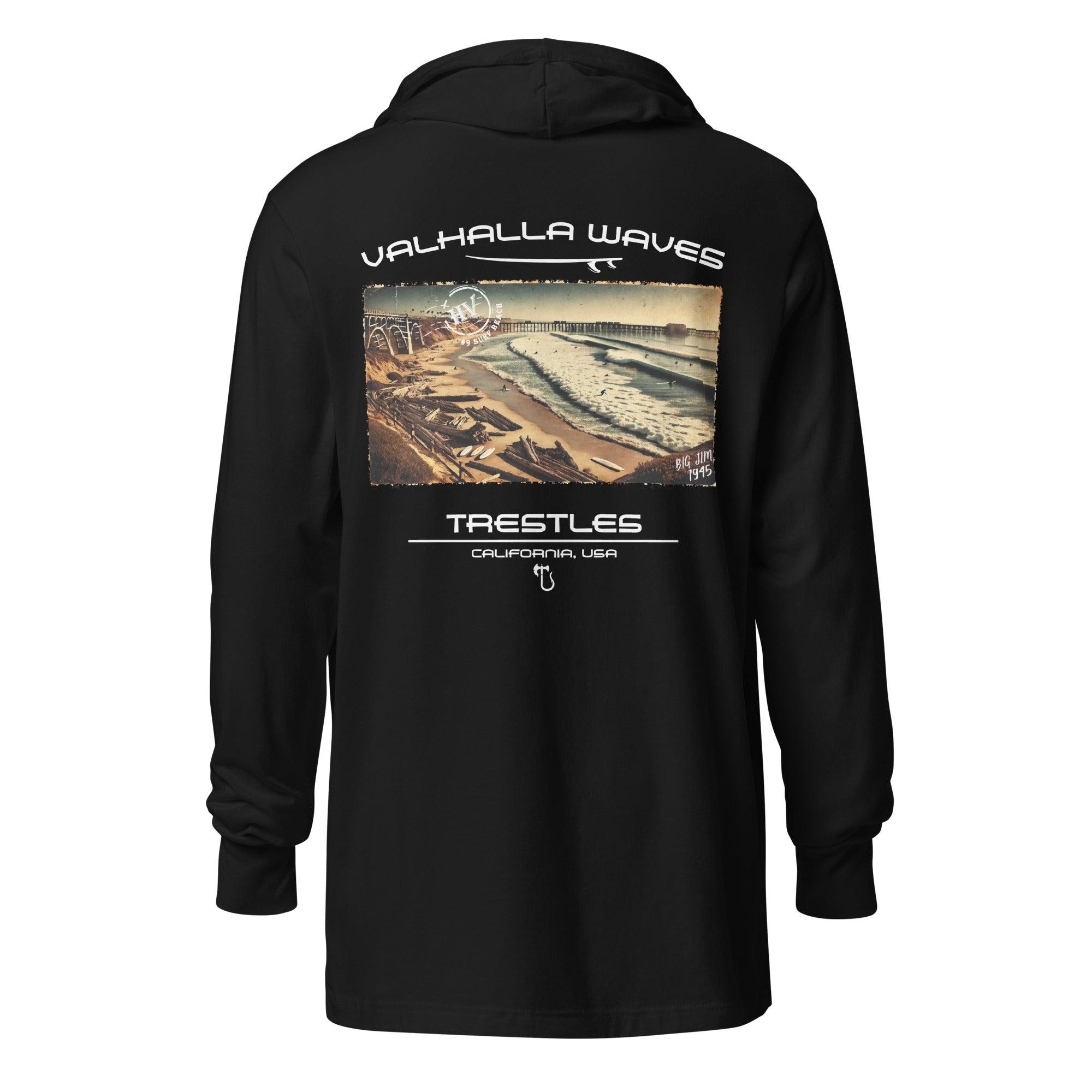 Trestles Beach Vintage Postcard Hooded T-Shirt - Hawaiian Vikings