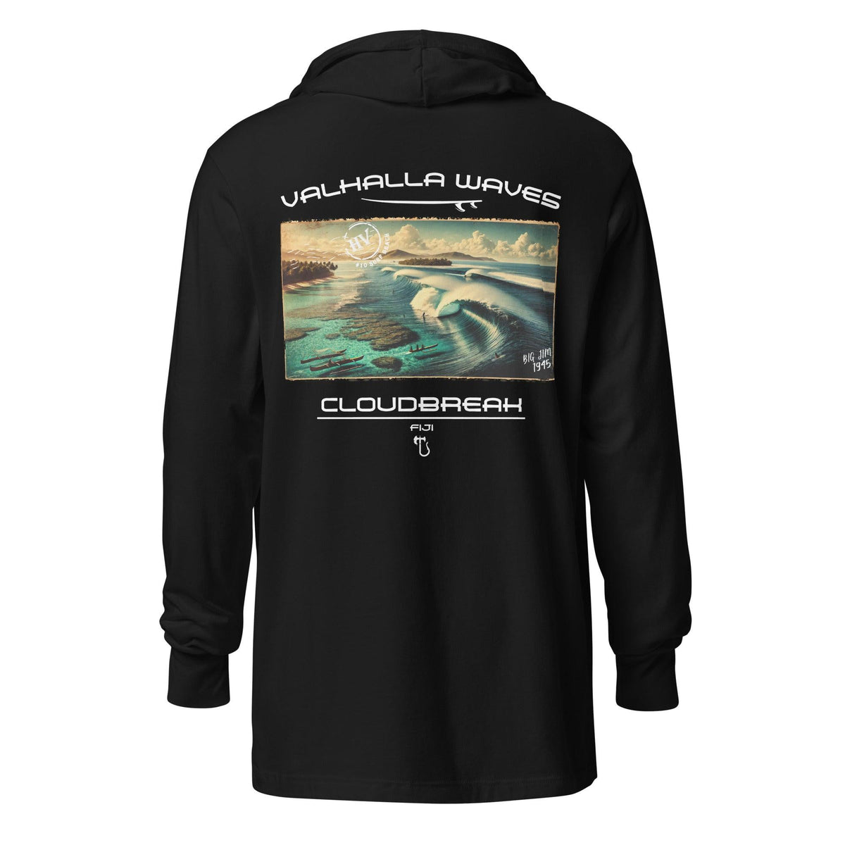 Cloudbreak Beach Vintage Postcard Hooded T-Shirt - Hawaiian Vikings