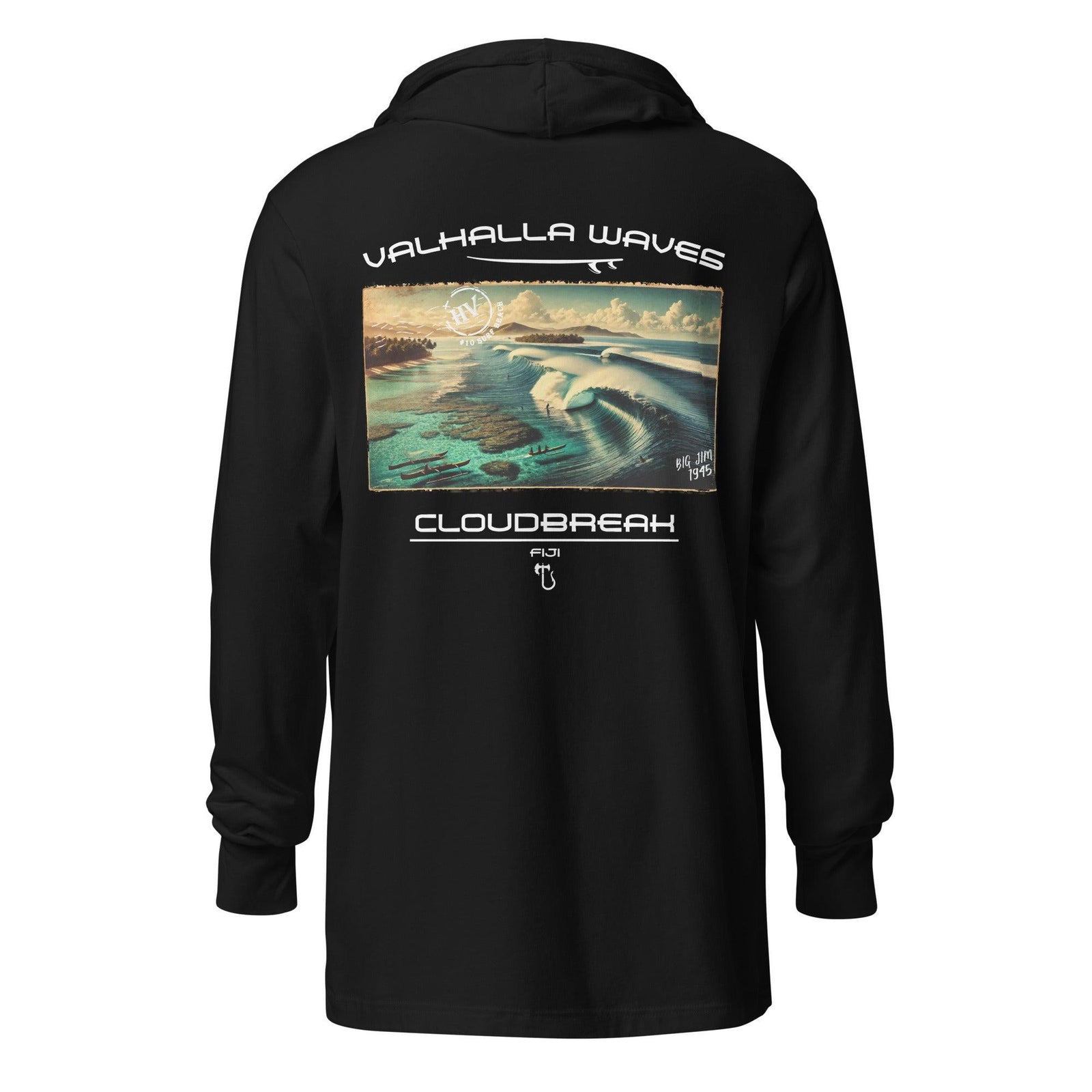 Cloudbreak Beach Vintage Postcard Hooded T-Shirt - Hawaiian Vikings