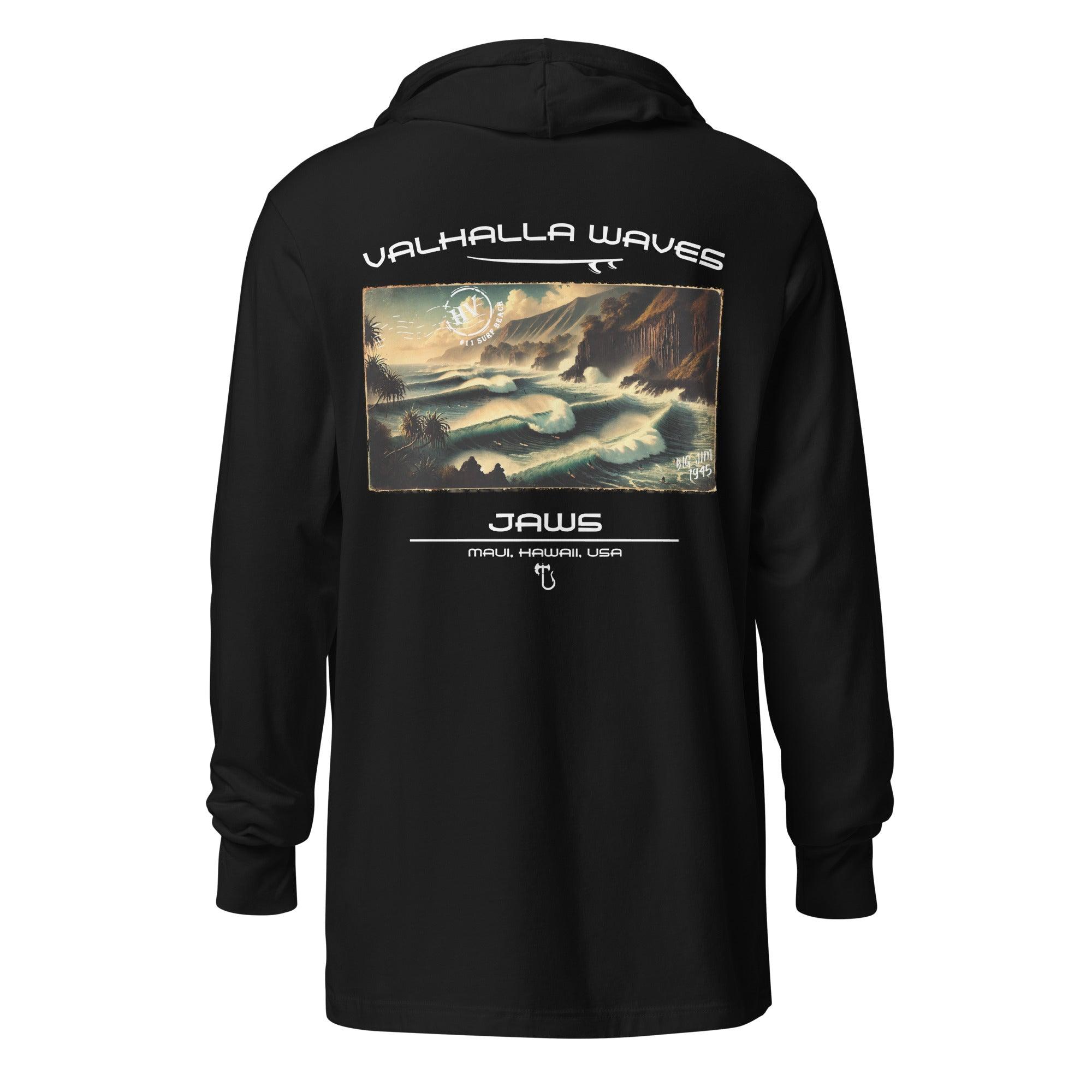 Jaws Beach Vintage Postcard Hooded T-Shirt - Hawaiian Vikings