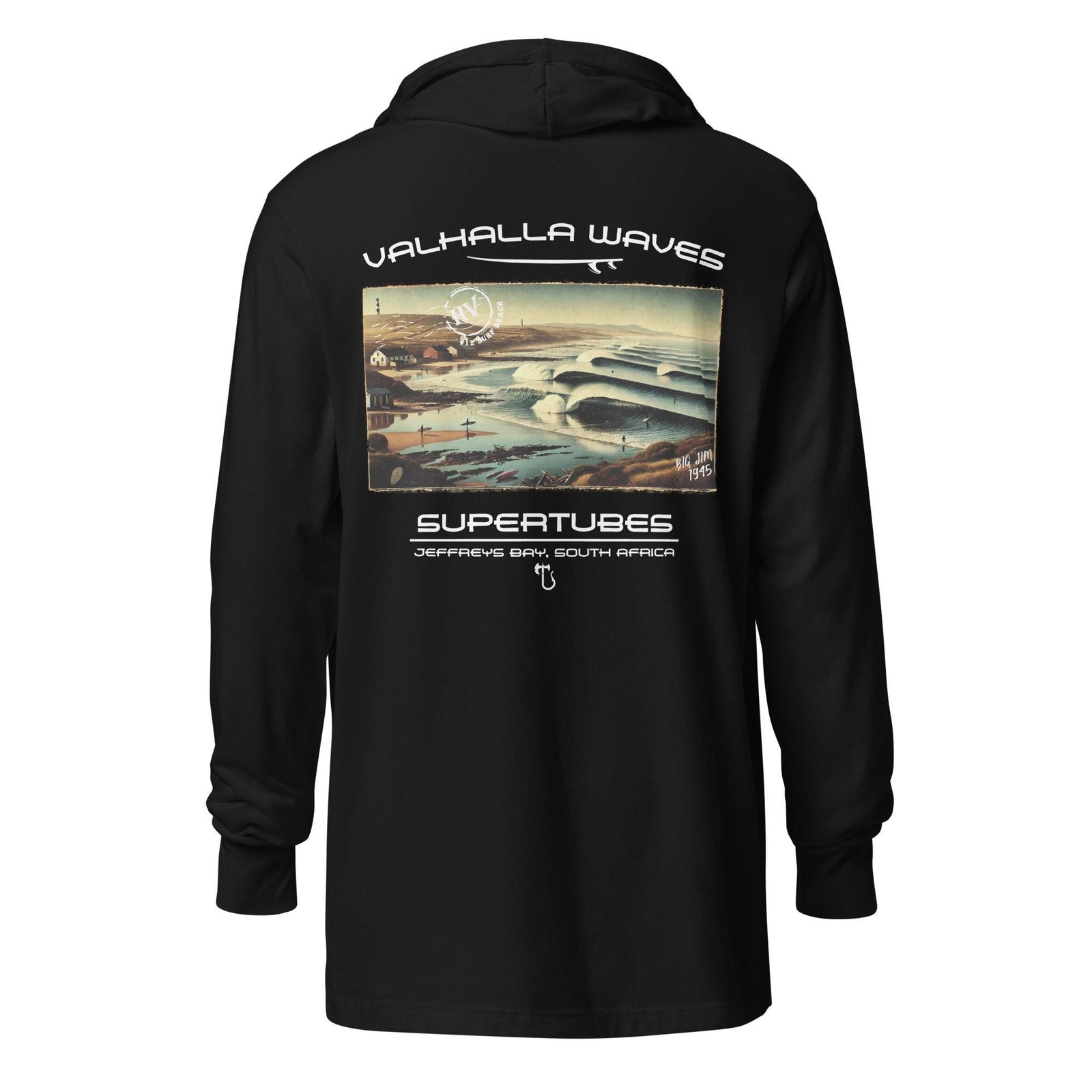 Supertubes Beach Vintage Postcard Hooded T-Shirt - Hawaiian Vikings