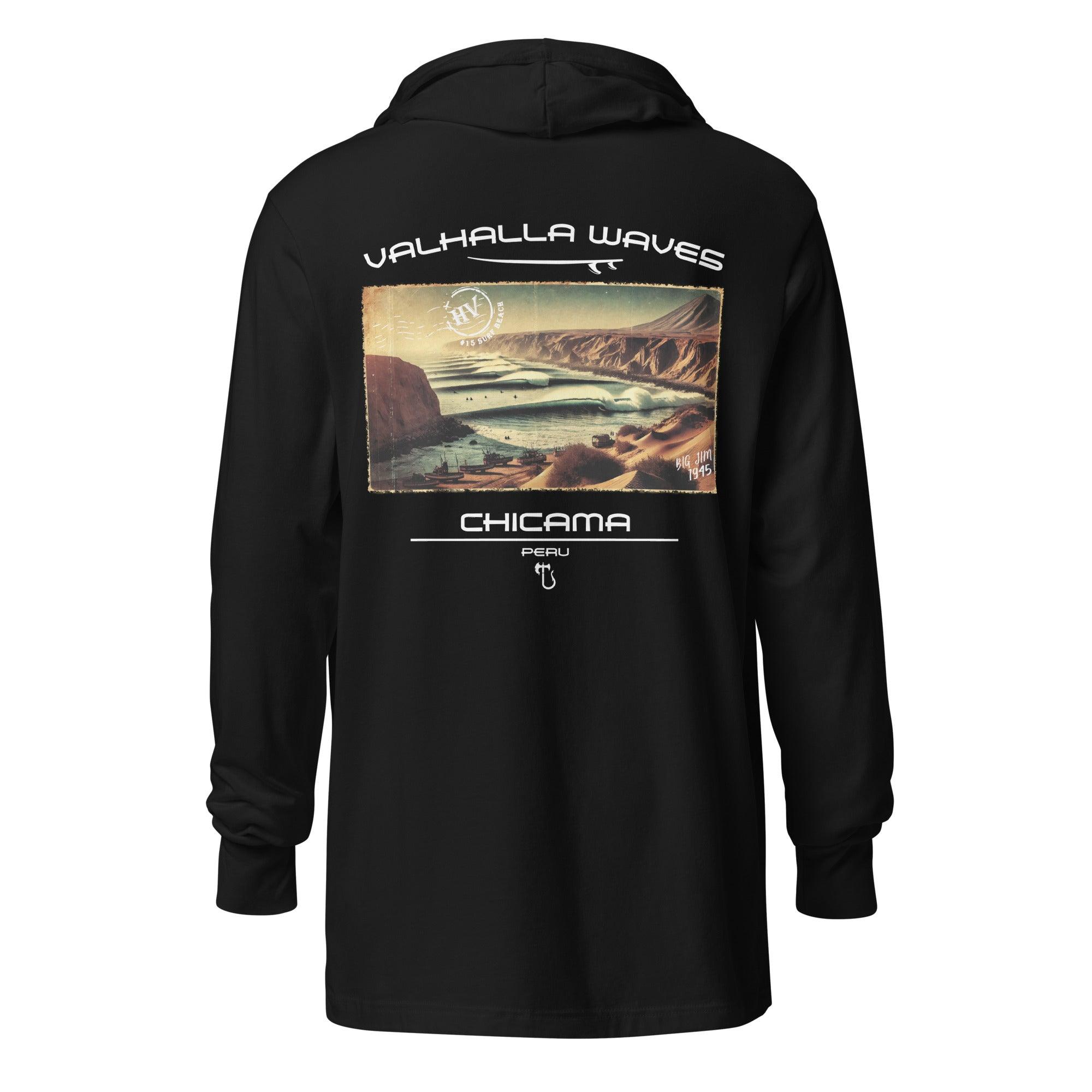 Chicama Beach Vintage Postcard Hooded T-Shirt - Hawaiian Vikings