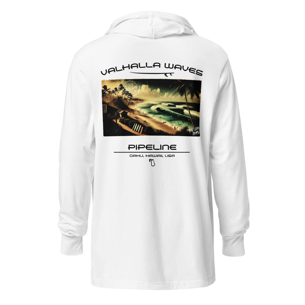 Pipeline Vintage Postcard Hooded T-Shirt - Hawaiian Vikings