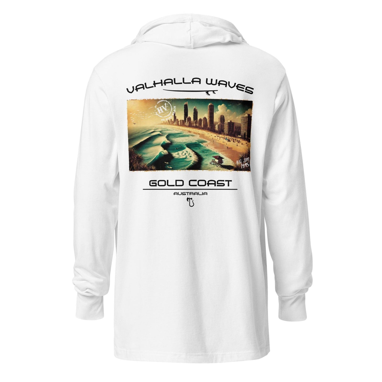 Gold Coast Beach Vintage Postcard Hooded T-Shirt - Hawaiian Vikings