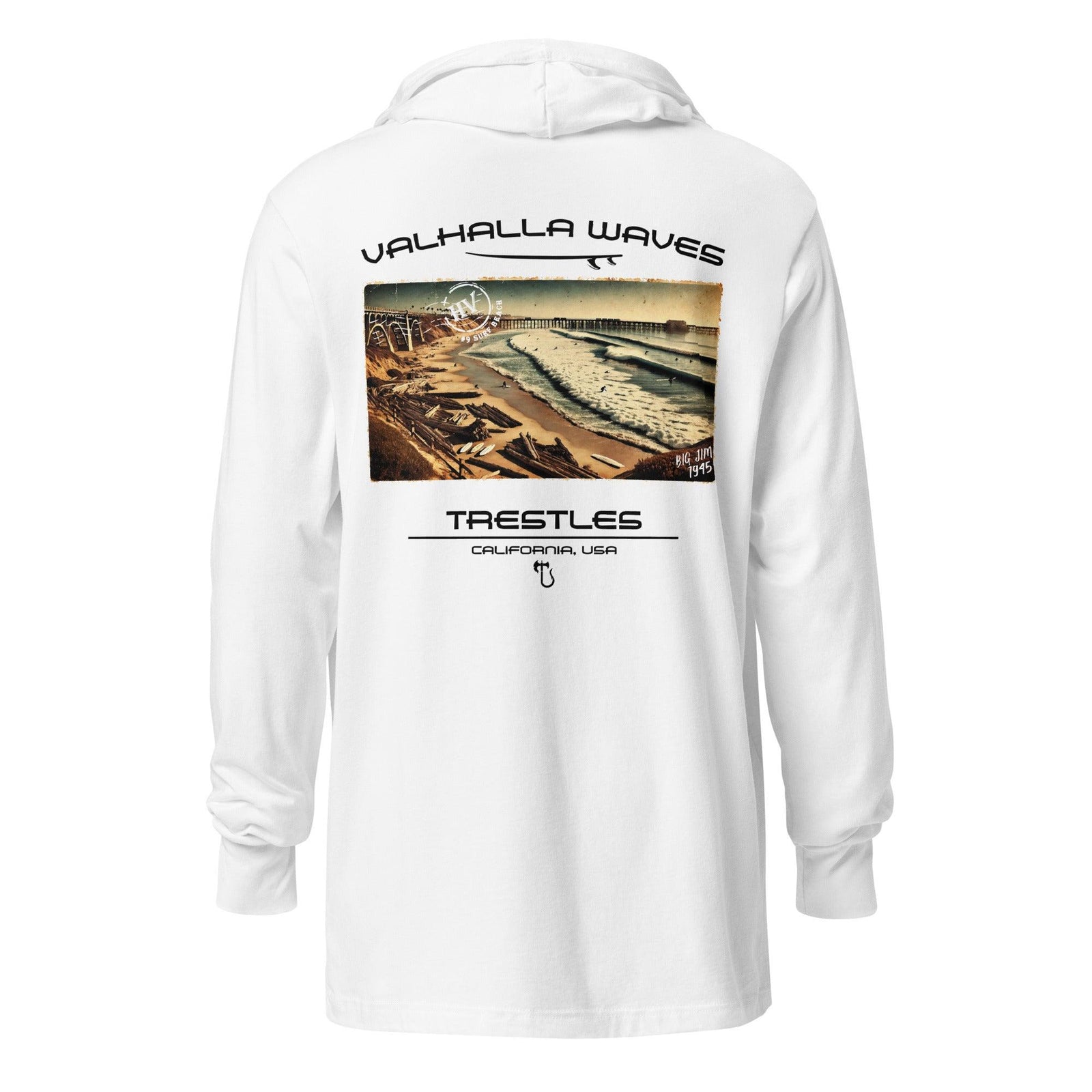 Trestles Beach Vintage Postcard Hooded T-Shirt - Hawaiian Vikings