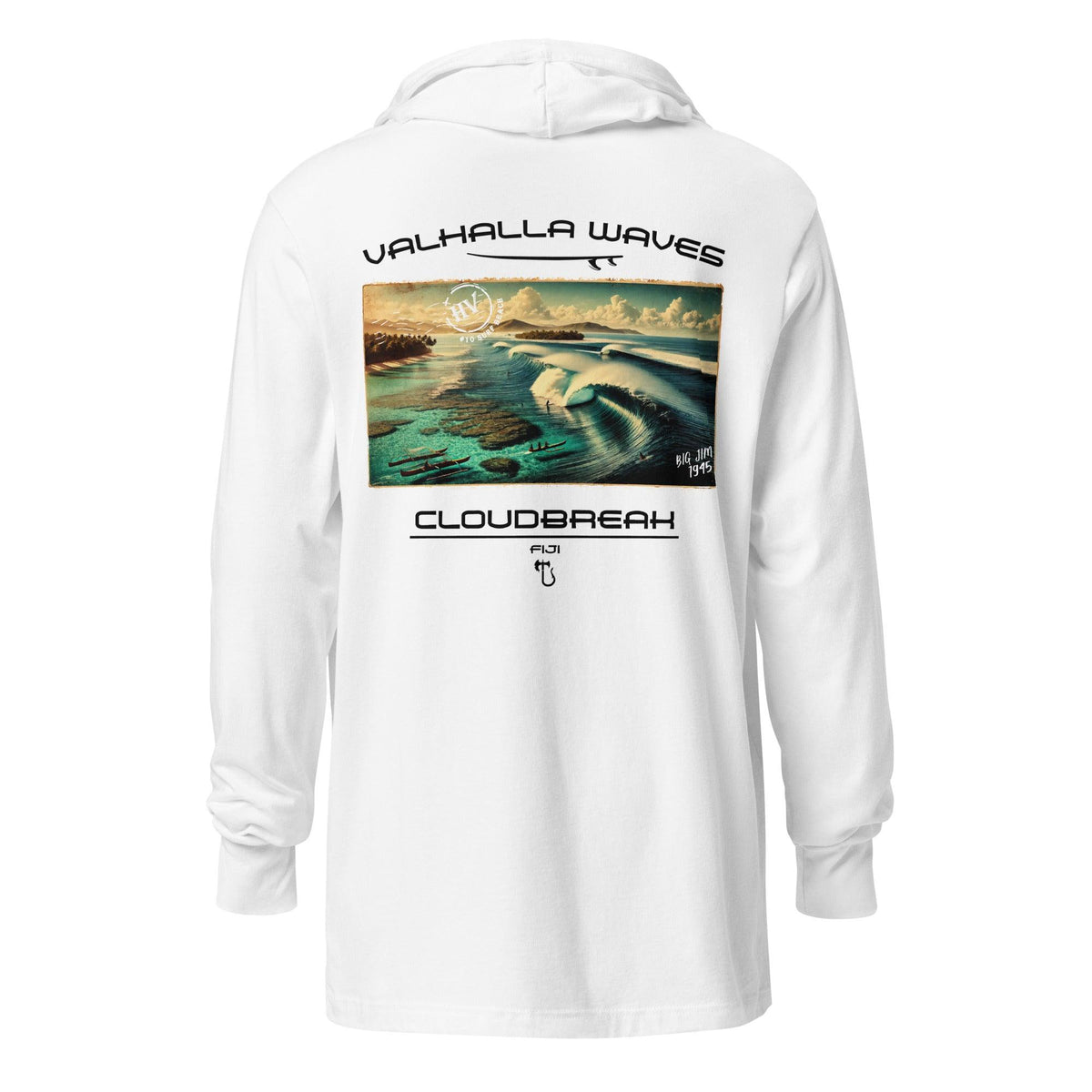 Cloudbreak Beach Vintage Postcard Hooded T-Shirt - Hawaiian Vikings