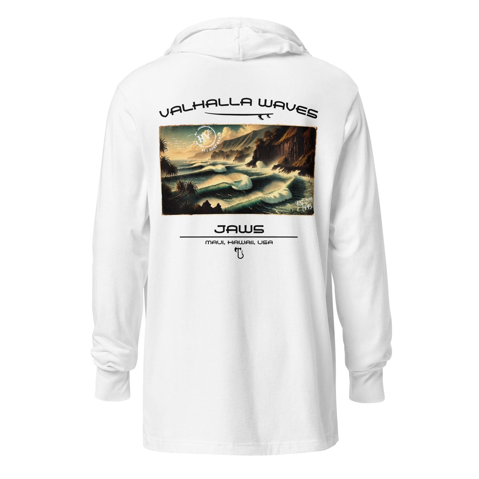 Jaws Beach Vintage Postcard Hooded T-Shirt - Hawaiian Vikings