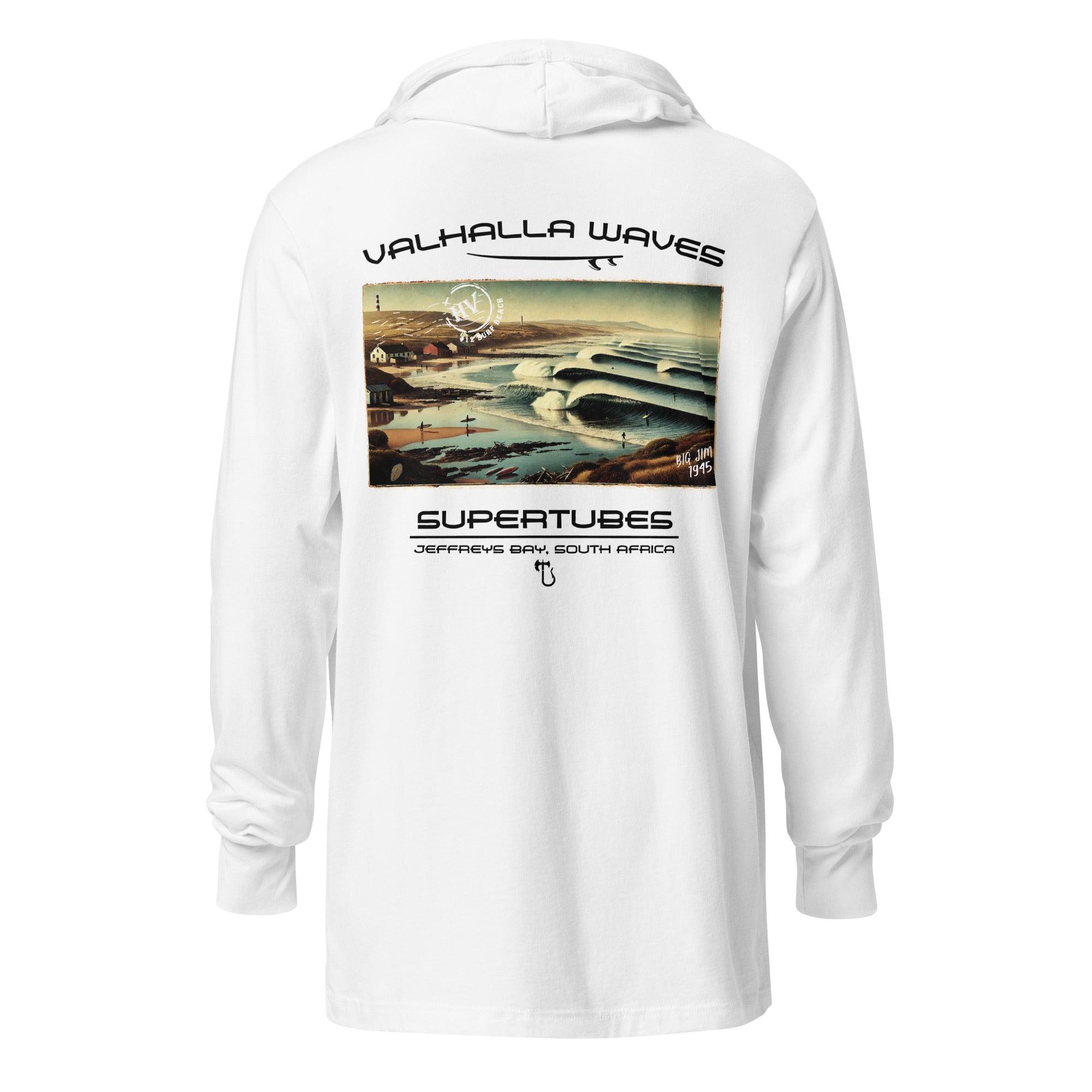 Supertubes Beach Vintage Postcard Hooded T-Shirt - Hawaiian Vikings
