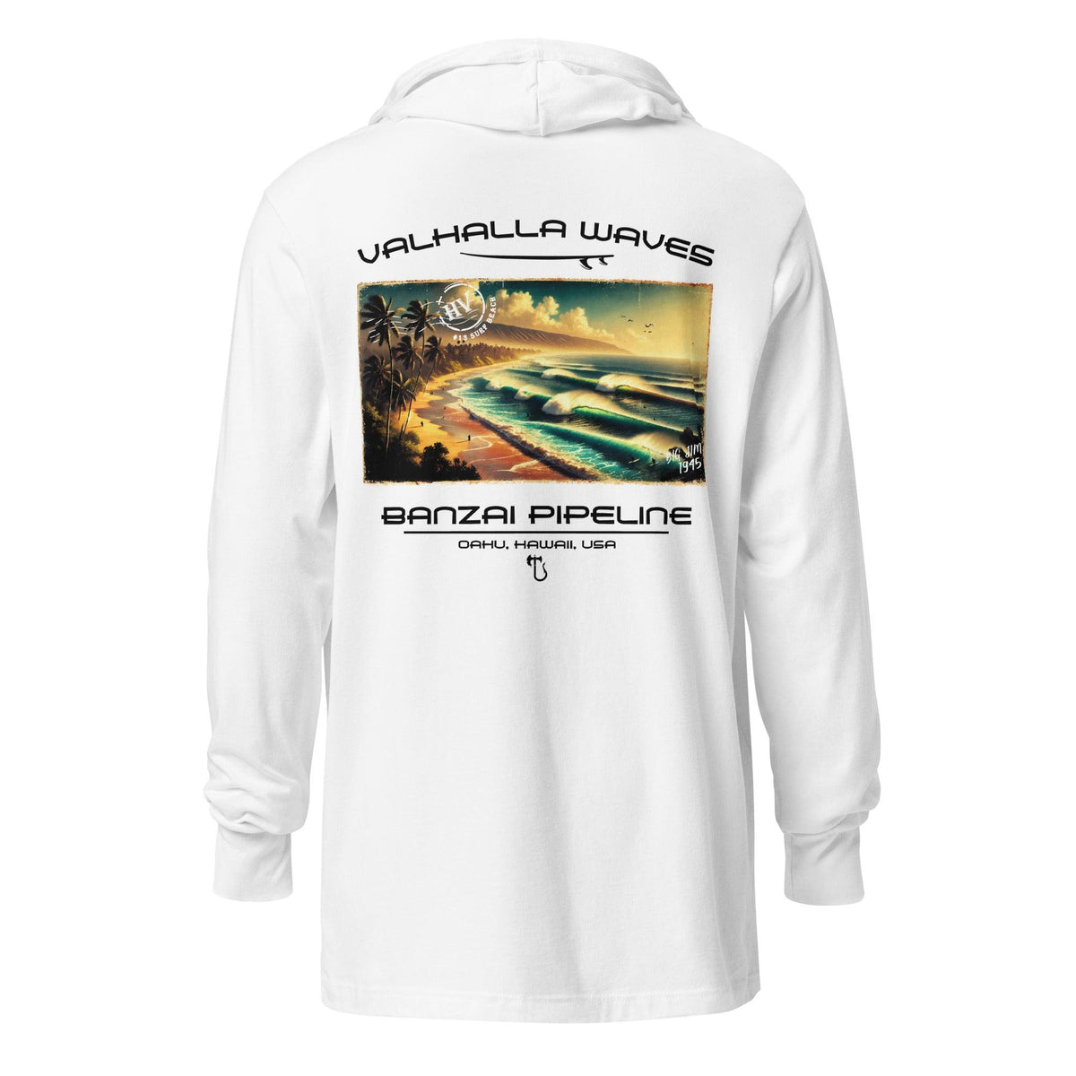 Banzai Pipeline Beach Vintage Postcard Hooded T-Shirt - Hawaiian Vikings