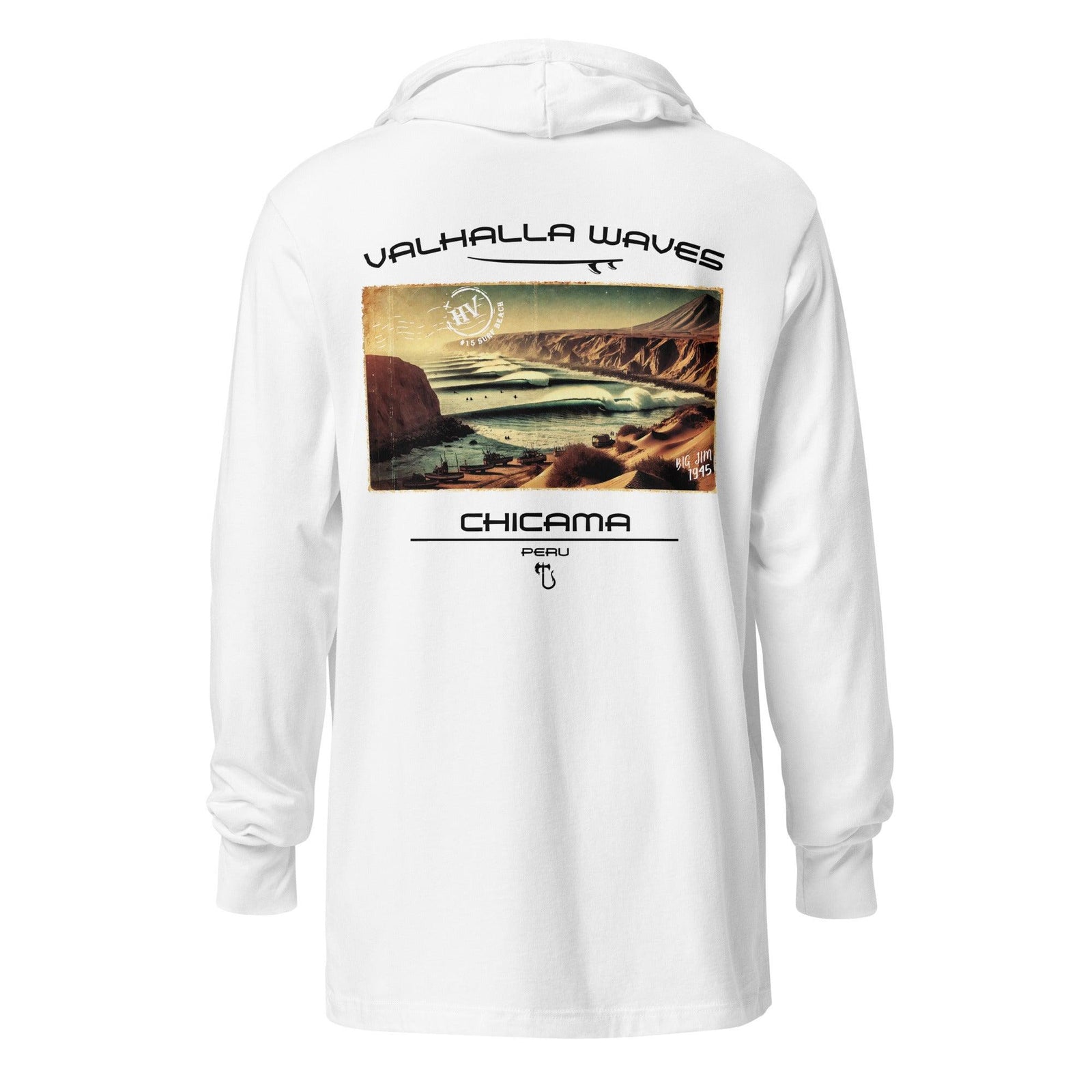 Chicama Beach Vintage Postcard Hooded T-Shirt - Hawaiian Vikings