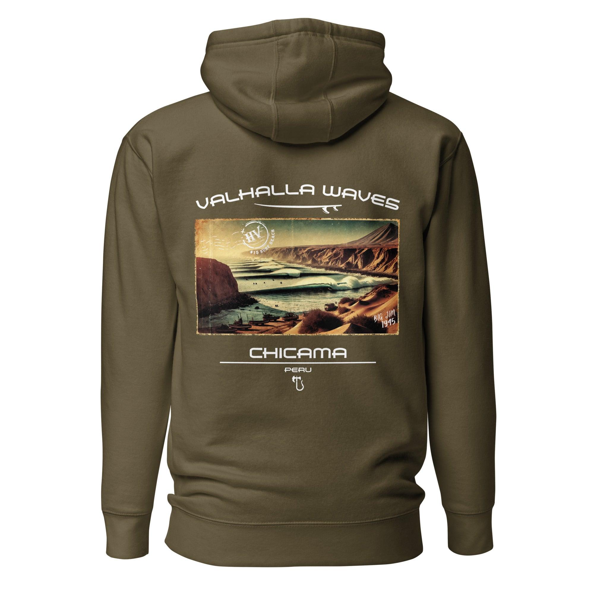 Chicama Beach Vintage Postcard Unisex Hoodie - Hawaiian Vikings
