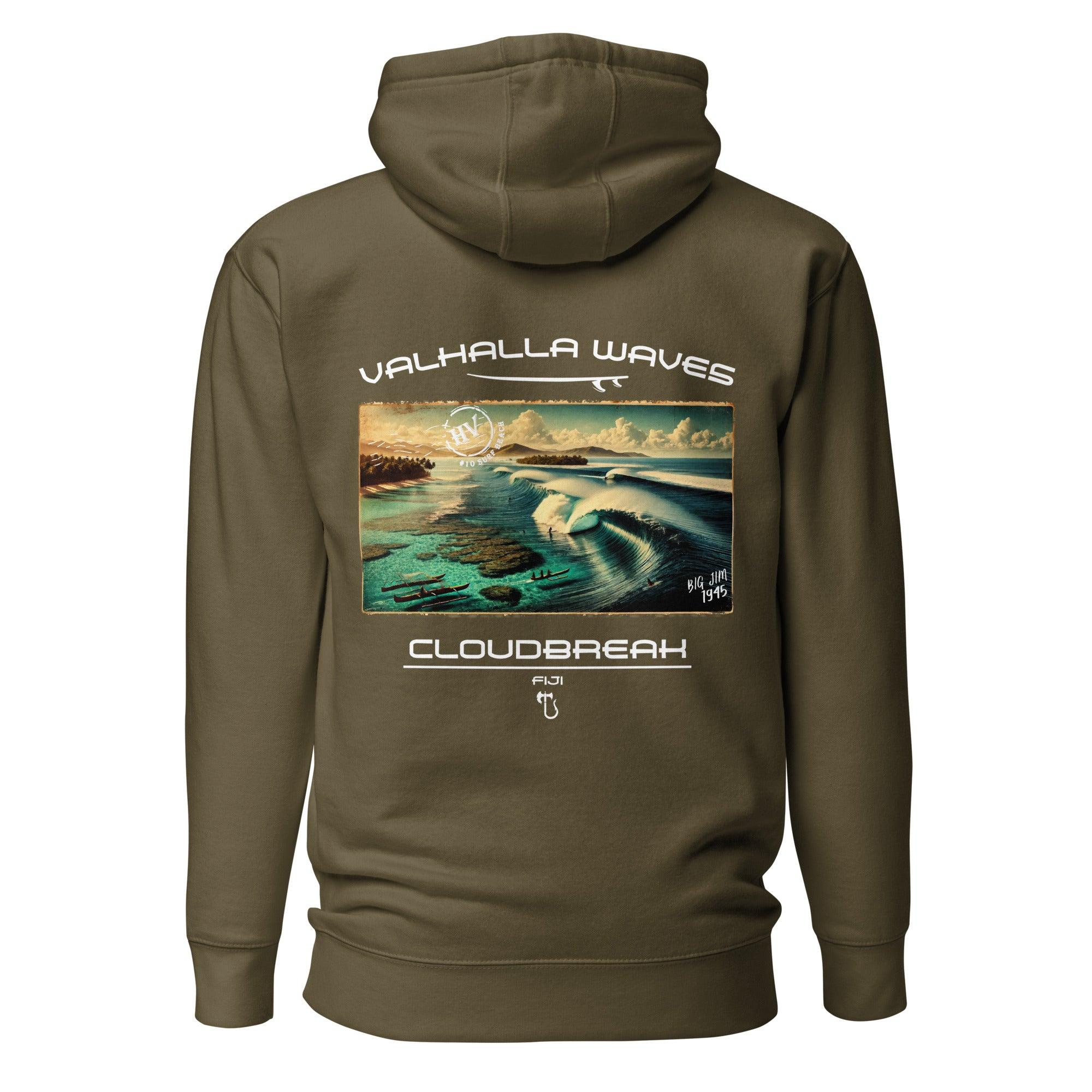 Cloudbreak Beach Vintage Postcard Unisex Hoodie - Hawaiian Vikings