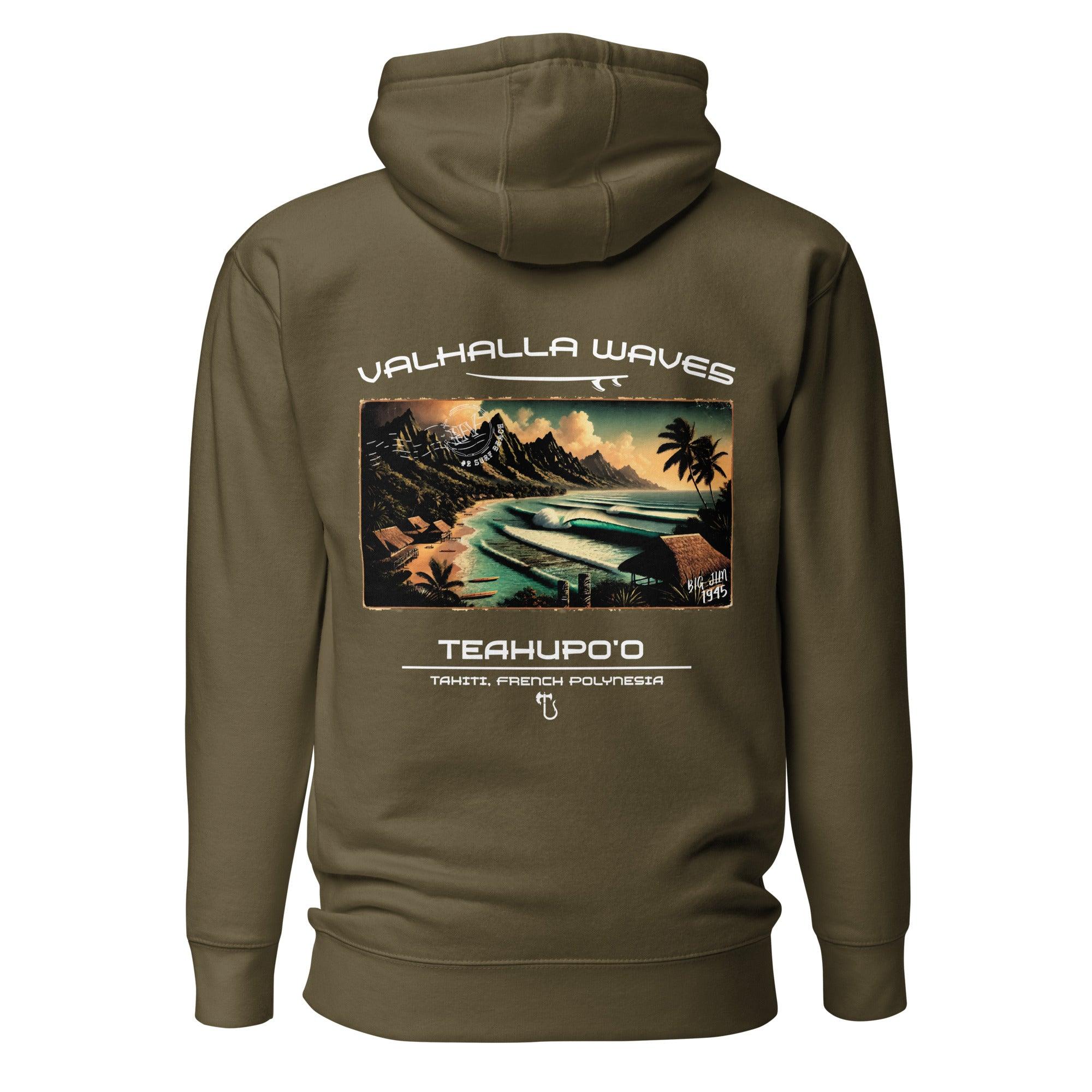 Teahupo'o Vintage Postcard Unisex Hoodie - Hawaiian Vikings