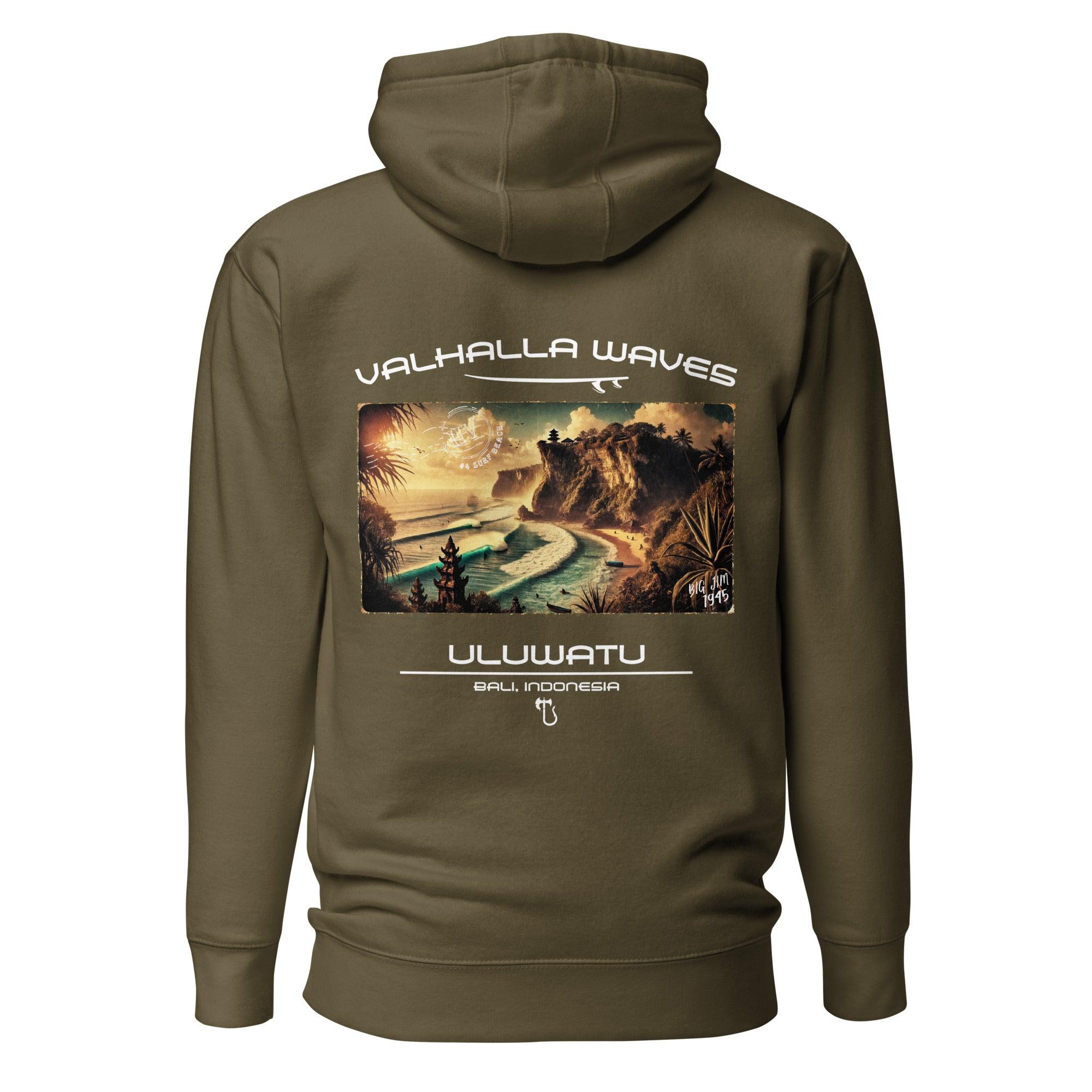 Uluwatu Vintage Postcard Unisex Hoodie - Hawaiian Vikings