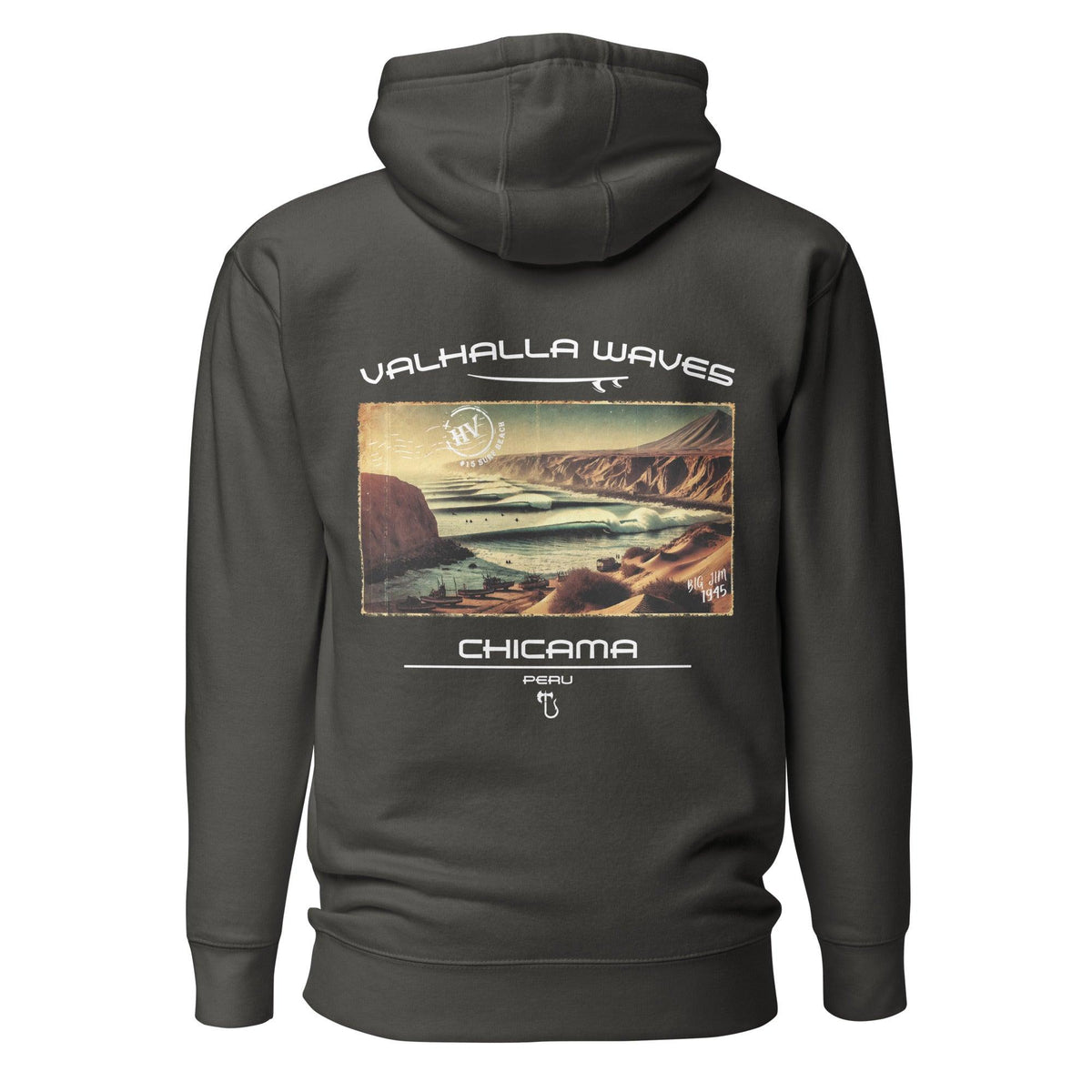 Chicama Beach Vintage Postcard Unisex Hoodie - Hawaiian Vikings