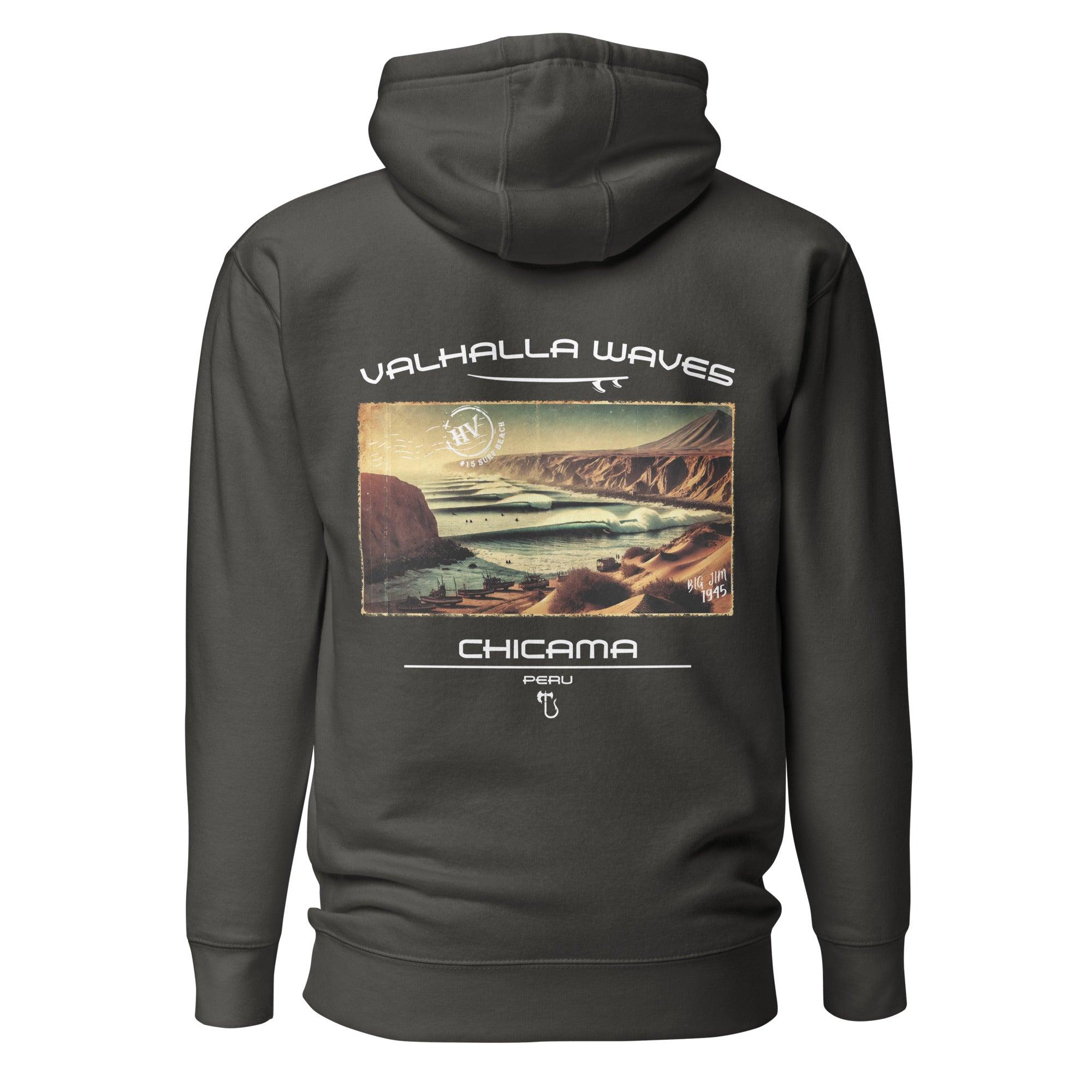 Chicama Beach Vintage Postcard Unisex Hoodie - Hawaiian Vikings