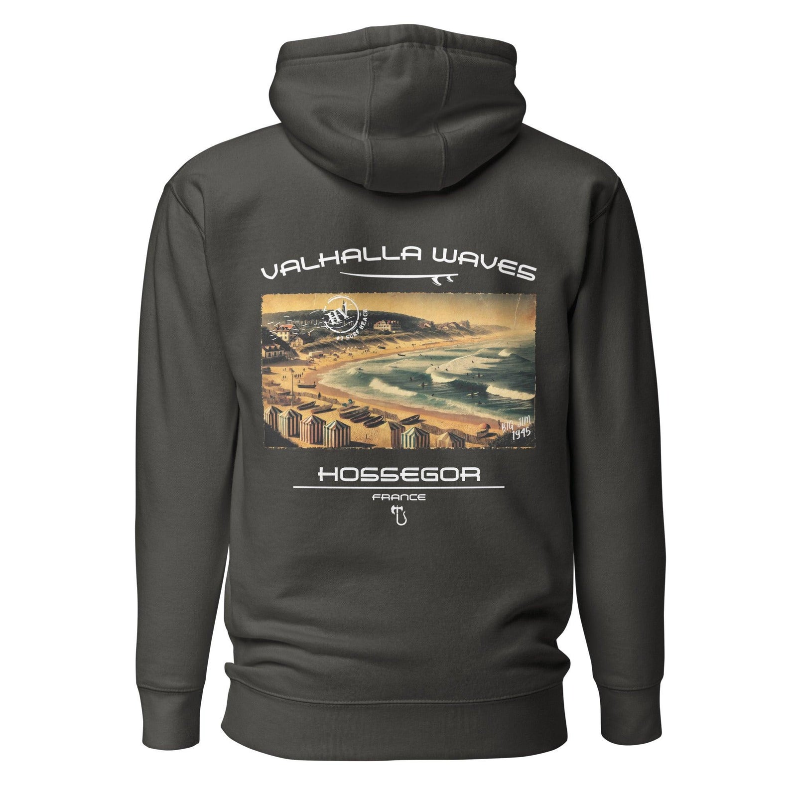 Hossegor Beach Vintage Postcard Unisex Hoodie - Hawaiian Vikings