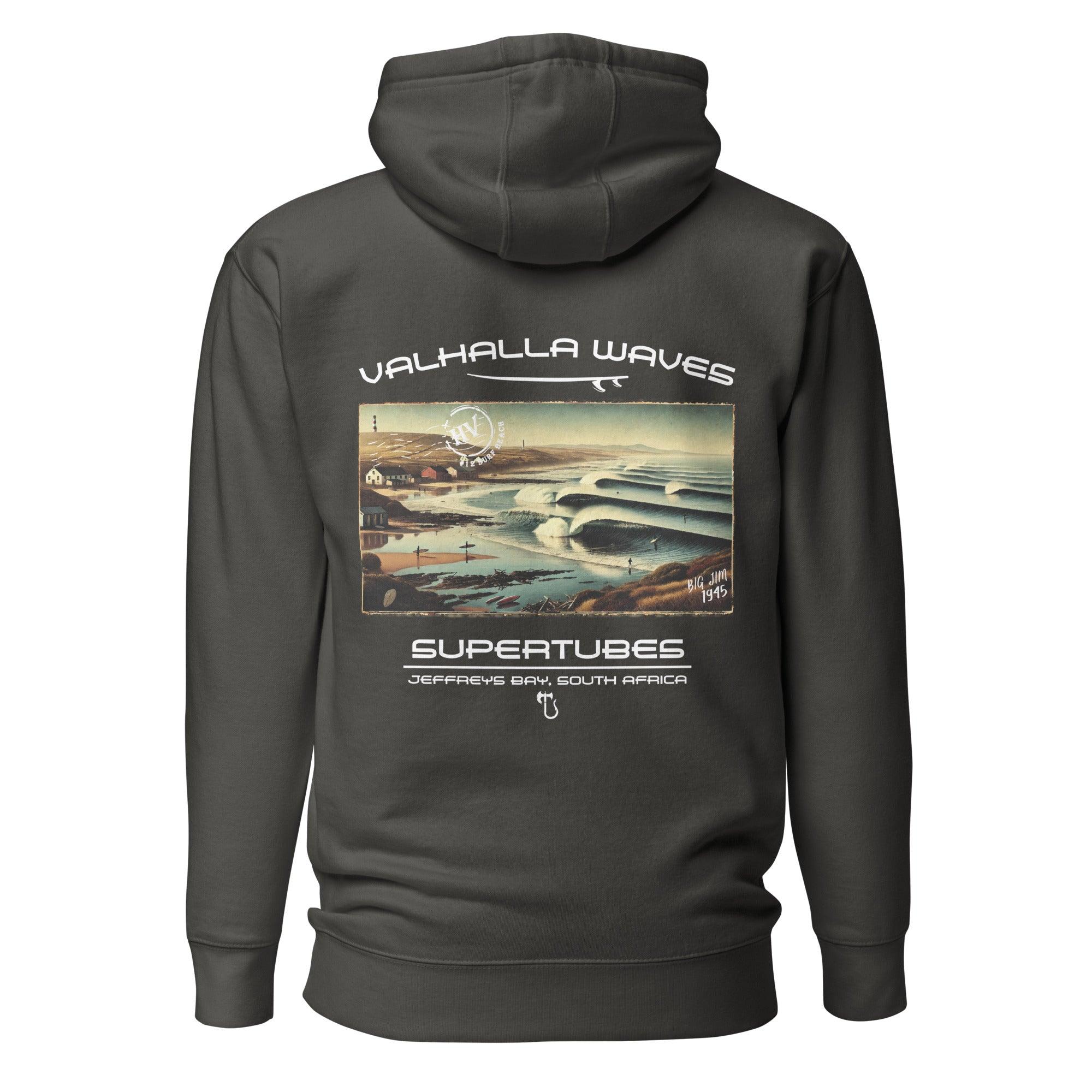 Supertubes Beach Vintage Postcard Unisex Hoodie - Hawaiian Vikings