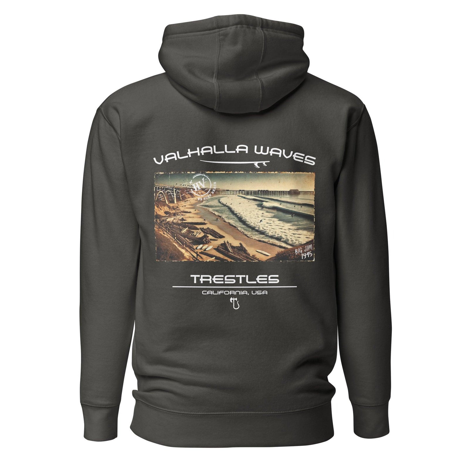 Trestles Beach Vintage Postcard Unisex Hoodie - Hawaiian Vikings