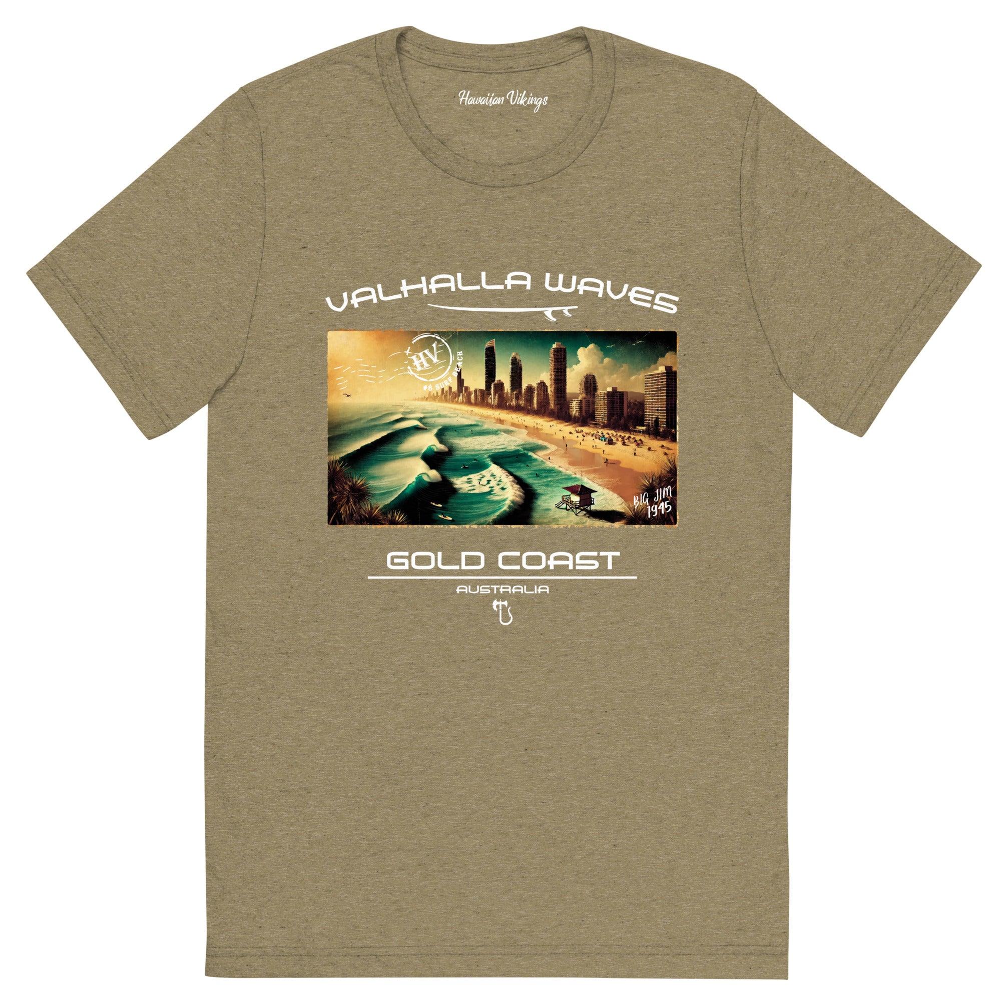 Gold Coast Beach Vintage Postcard T-Shirt - Hawaiian Vikings