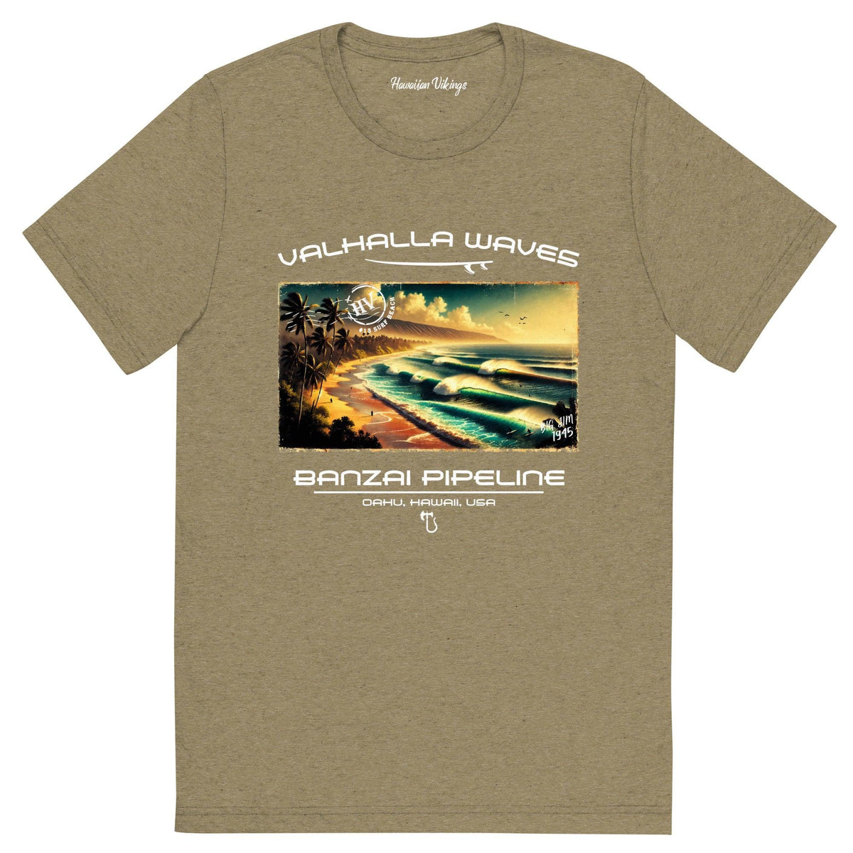 Banzai Pipeline Beach Vintage Postcard T-Shirt - Hawaiian Vikings