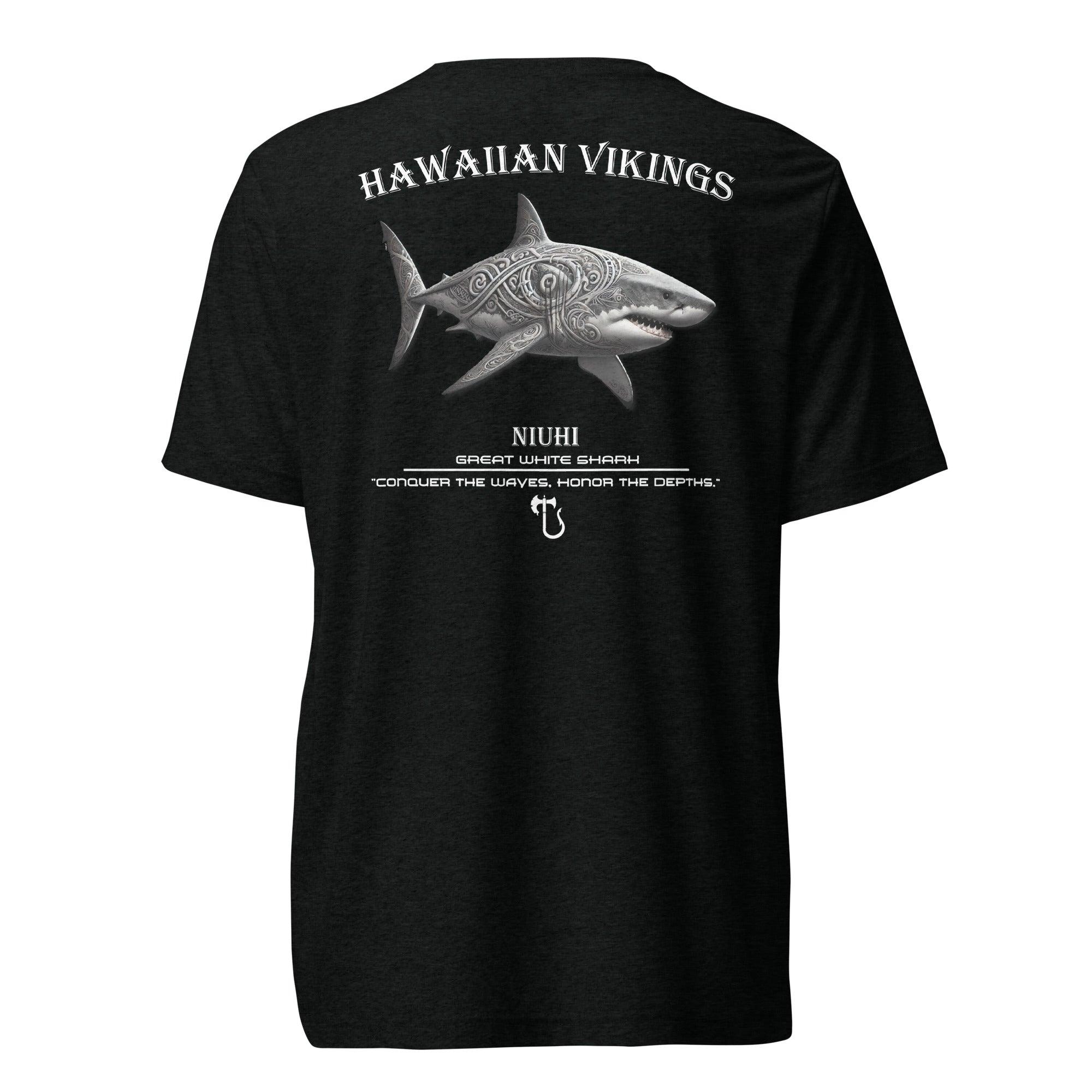 Great White Shark Tri-Blend Short Sleeve T-Shirt - Hawaiian Vikings