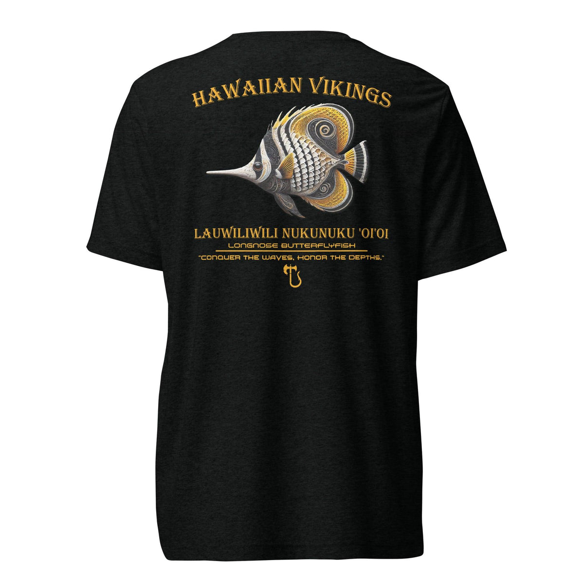 Longnose Butterflyfish Tri-Blend Short Sleeve T-Shirt - Hawaiian Vikings