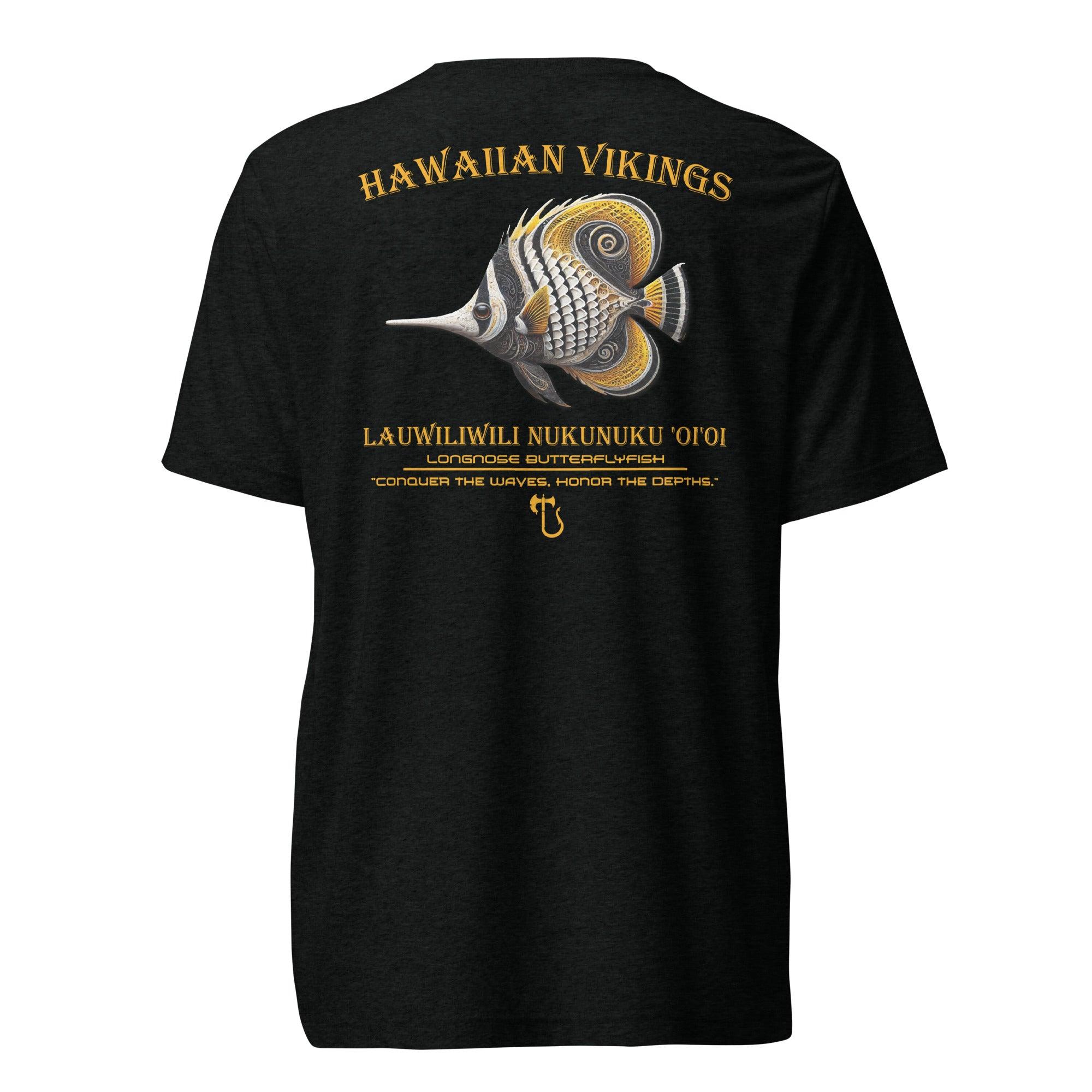 Longnose Butterflyfish Tri-Blend Short Sleeve T-Shirt - Hawaiian Vikings