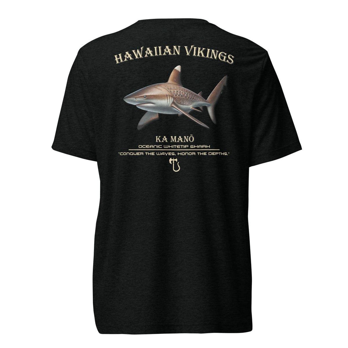 Oceanic Whitetip Shark Tri-Blend Short Sleeve T-Shirt - Hawaiian Vikings