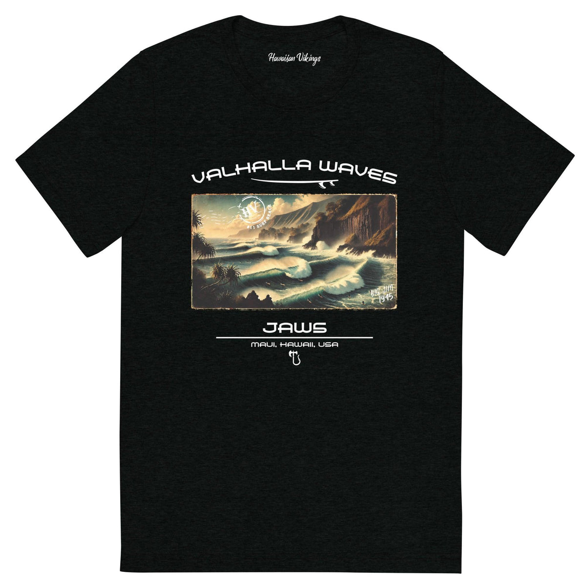 Jaws Beach Vintage Postcard T-Shirt - Hawaiian Vikings