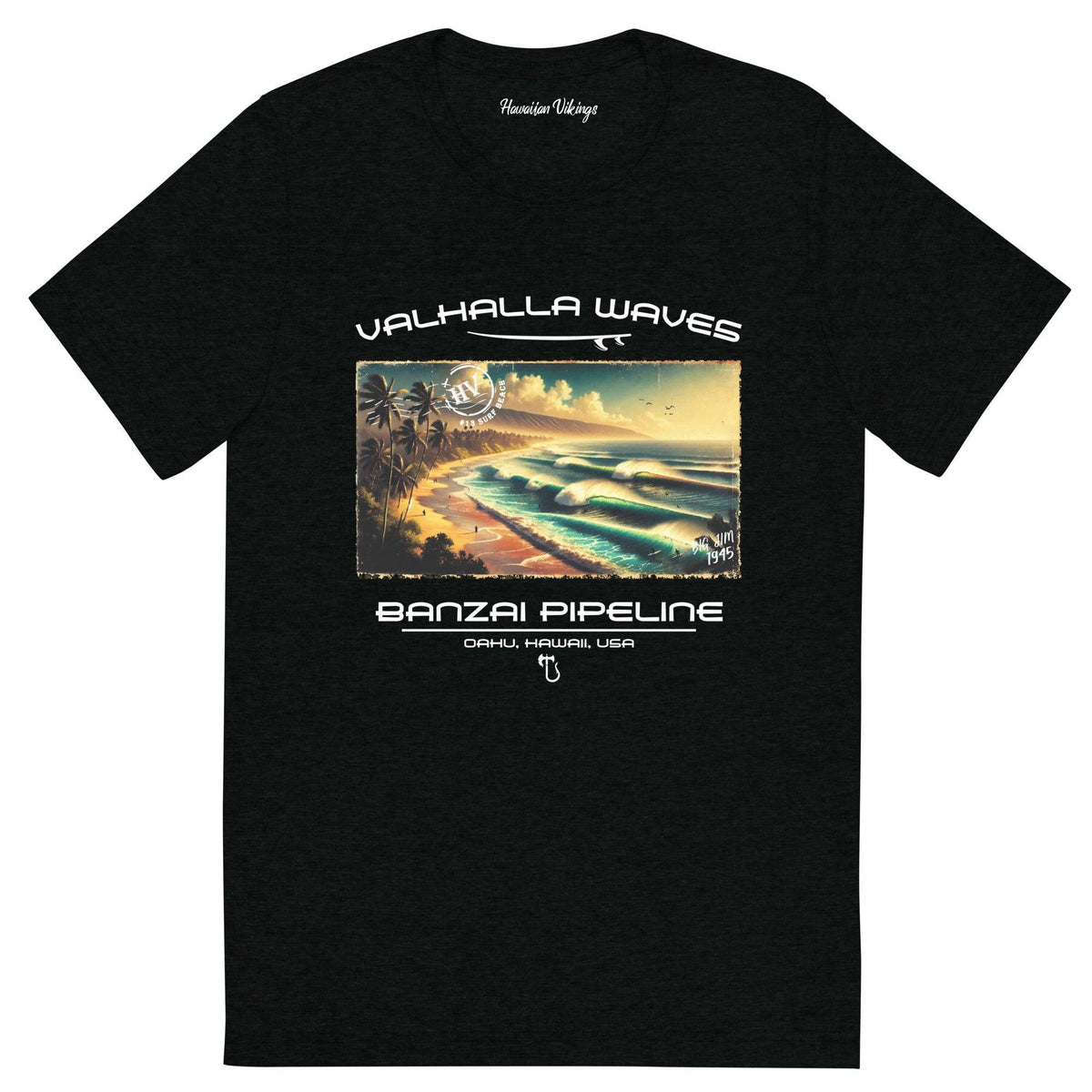 Banzai Pipeline Beach Vintage Postcard T-Shirt - Hawaiian Vikings