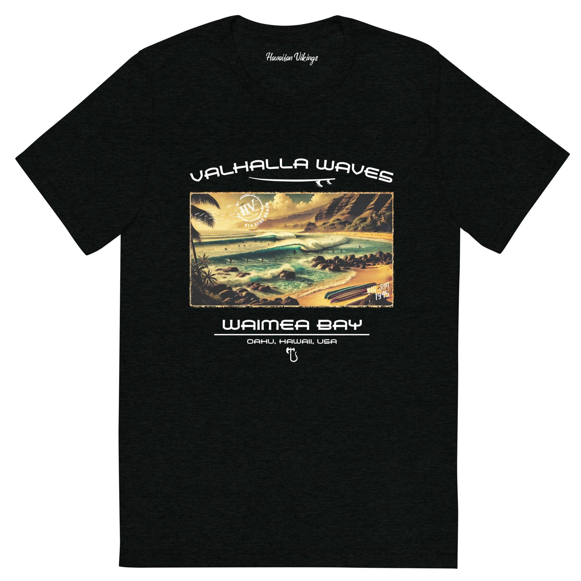 Waimea Bay Beach Vintage Postcard T-Shirt - Hawaiian Vikings