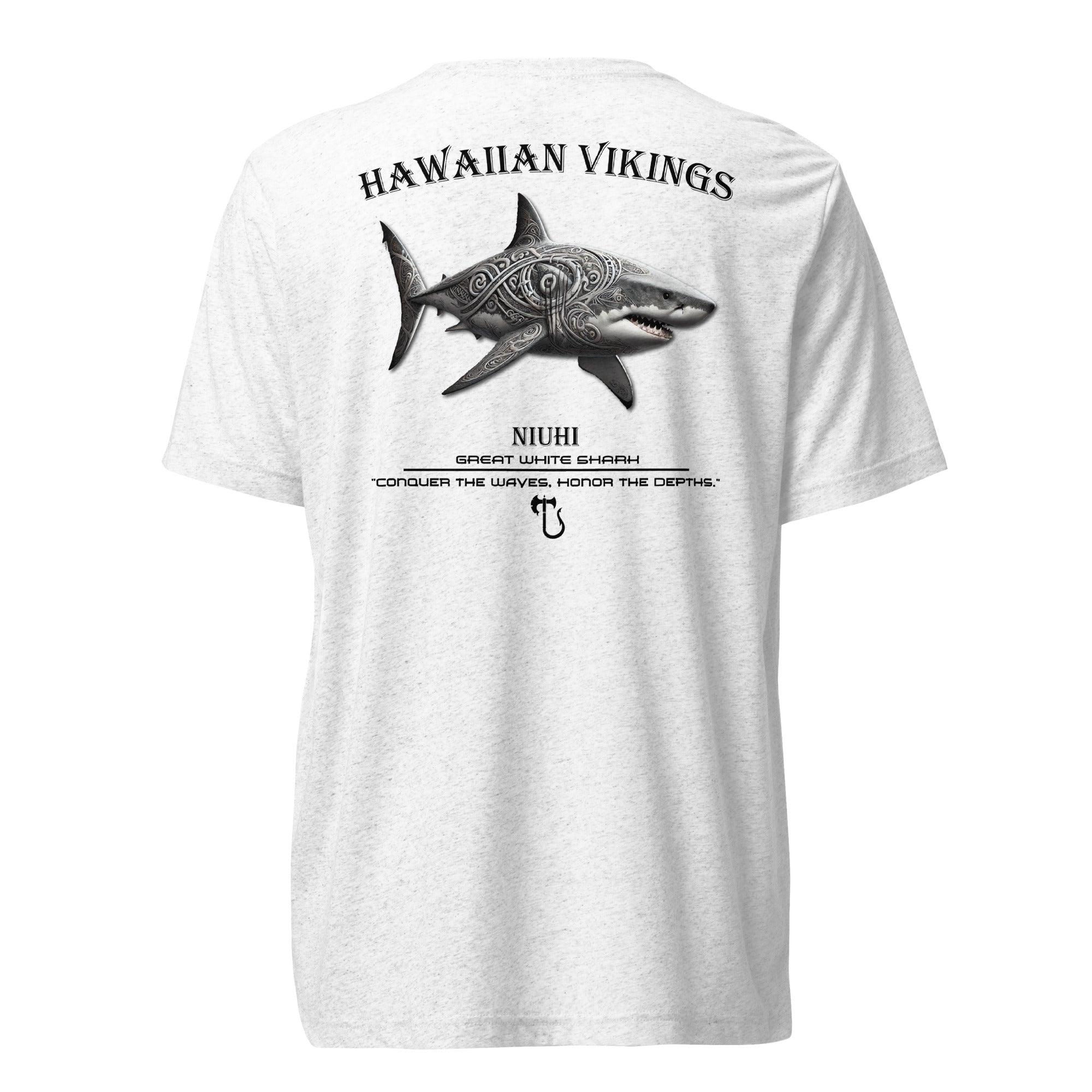 Great White Shark Tri-Blend Short Sleeve T-Shirt - Hawaiian Vikings