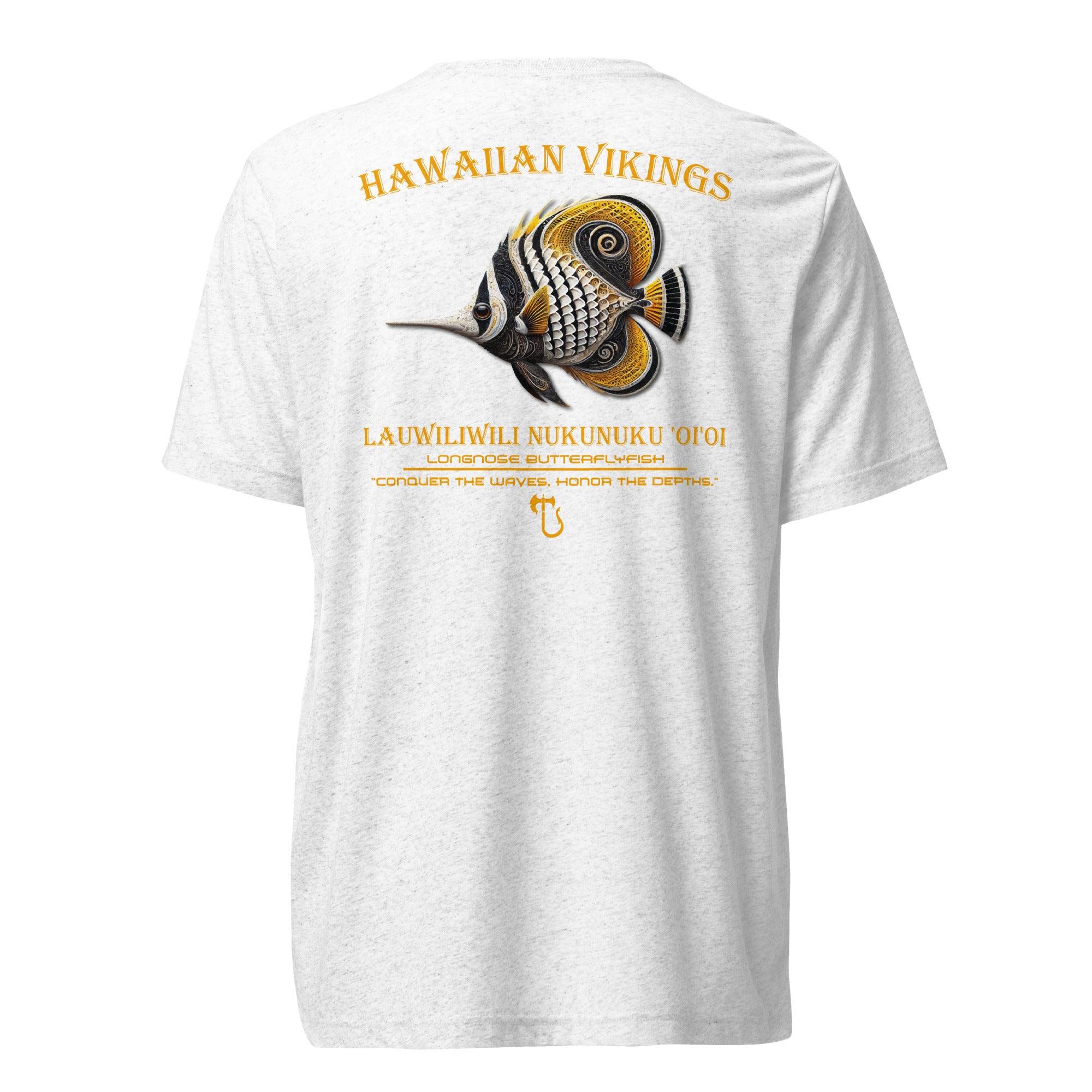 Longnose Butterflyfish Tri-Blend Short Sleeve T-Shirt - Hawaiian Vikings