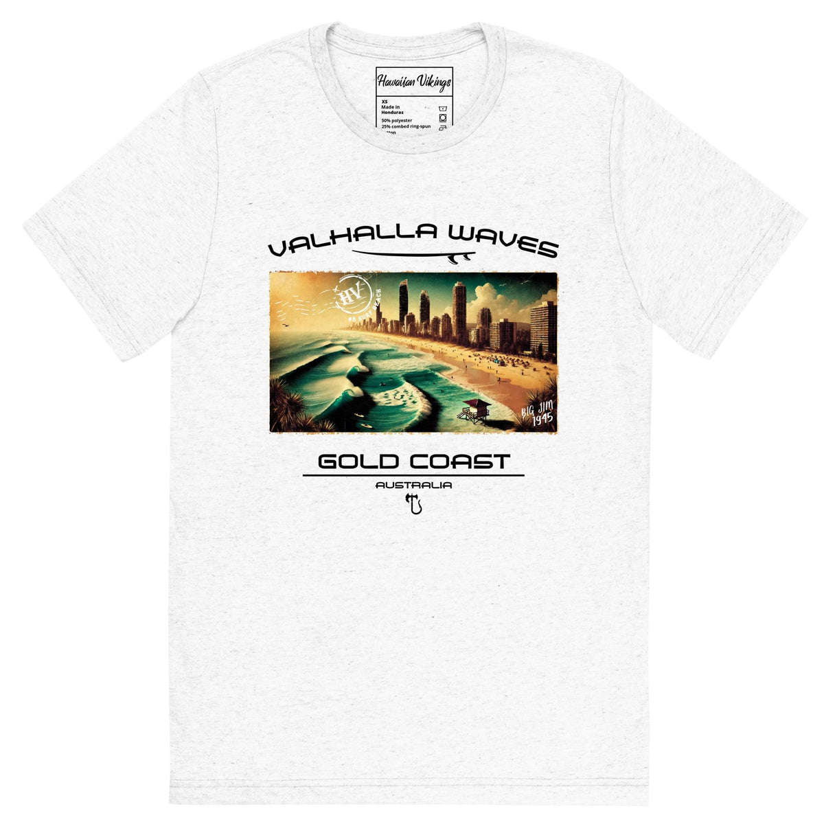 Gold Coast Beach Vintage Postcard T-Shirt - Hawaiian Vikings