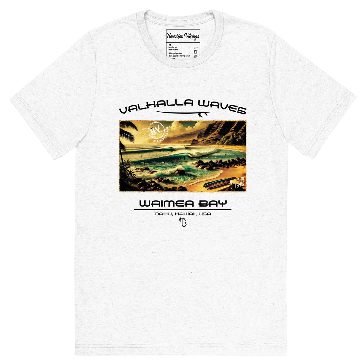 Waimea Bay Beach Vintage Postcard T-Shirt - Hawaiian Vikings