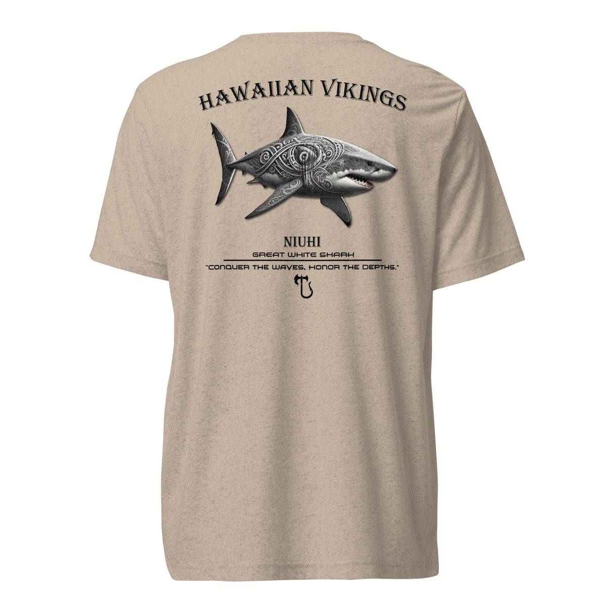 Great White Shark Tri-Blend Short Sleeve T-Shirt - Hawaiian Vikings