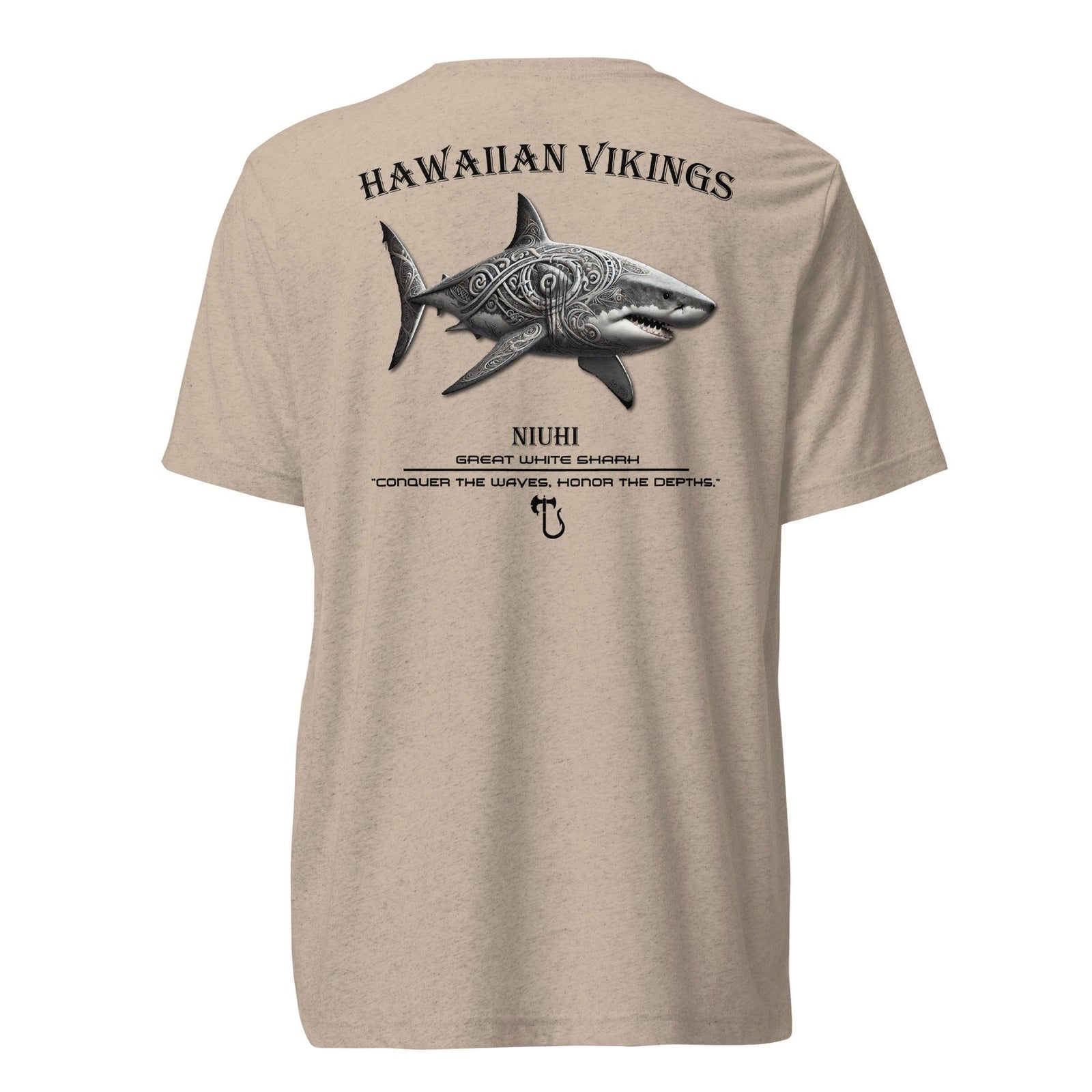 Great White Shark Tri-Blend Short Sleeve T-Shirt - Hawaiian Vikings
