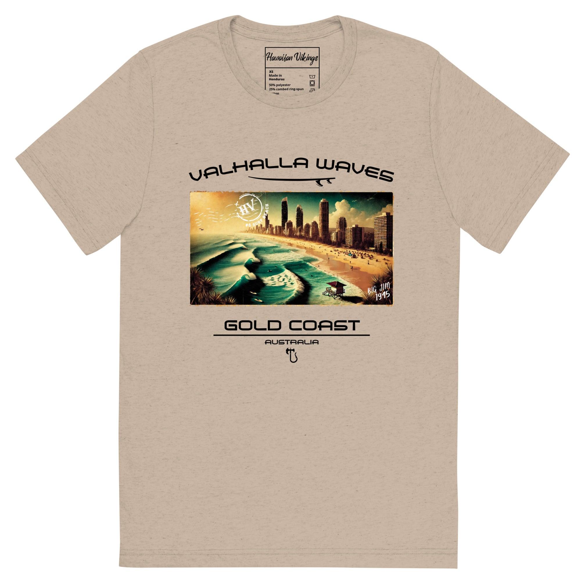 Gold Coast Beach Vintage Postcard T-Shirt - Hawaiian Vikings