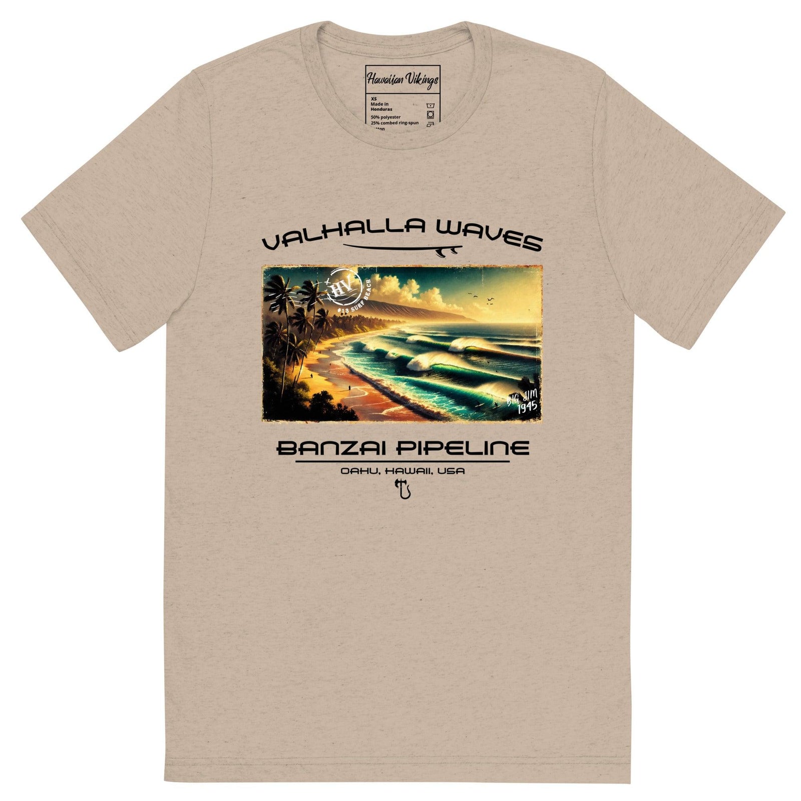 Banzai Pipeline Beach Vintage Postcard T-Shirt - Hawaiian Vikings