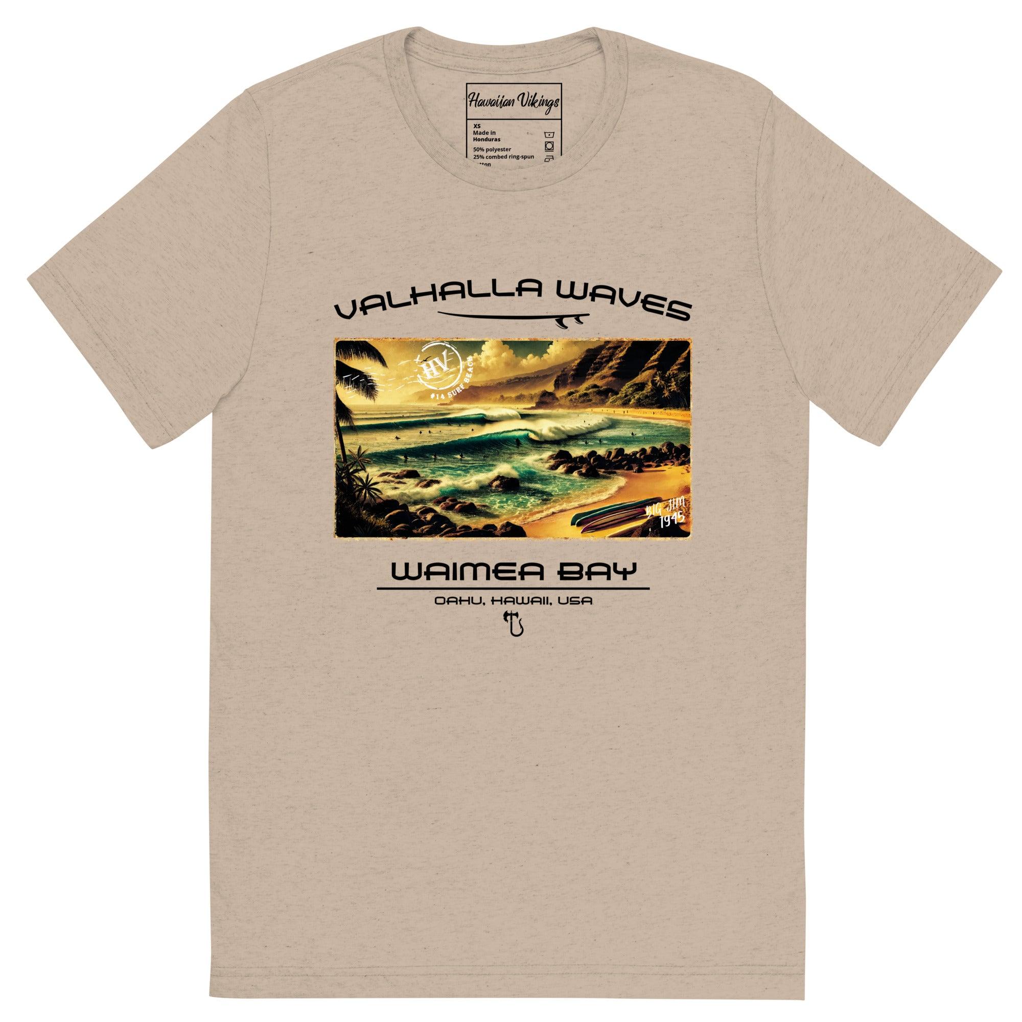 Waimea Bay Beach Vintage Postcard T-Shirt - Hawaiian Vikings