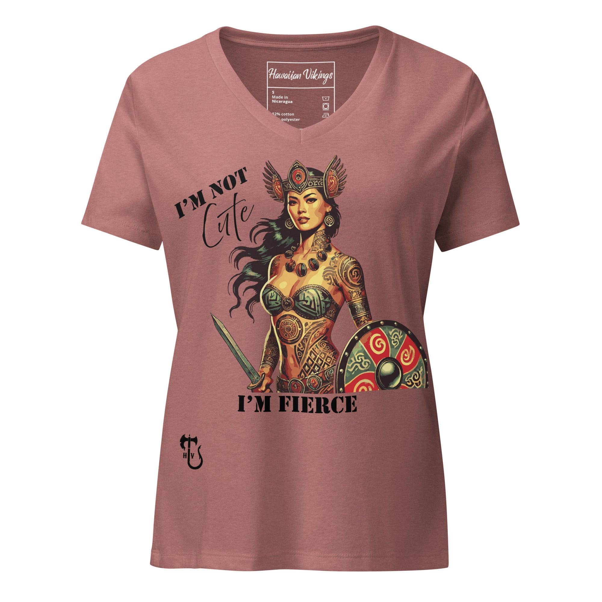 I'm Not Cute, I'm Fierce Women’s Relaxed V-Neck T-Shirt - Hawaiian Vikings