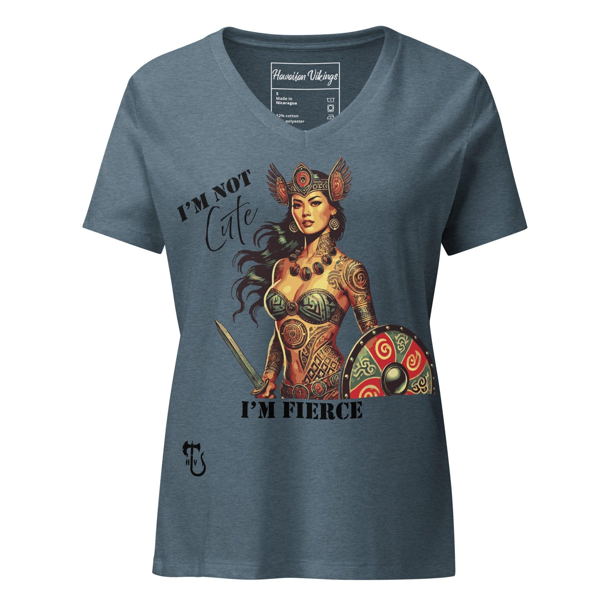 I'm Not Cute, I'm Fierce Women’s Relaxed V-Neck T-Shirt - Hawaiian Vikings