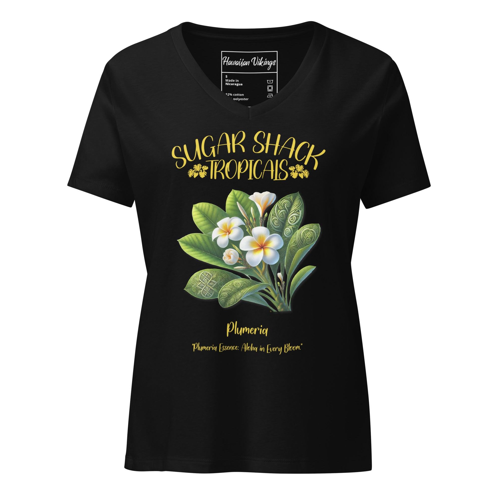 Plumeria Women’s relaxed v-neck t-shirt - Hawaiian Vikings