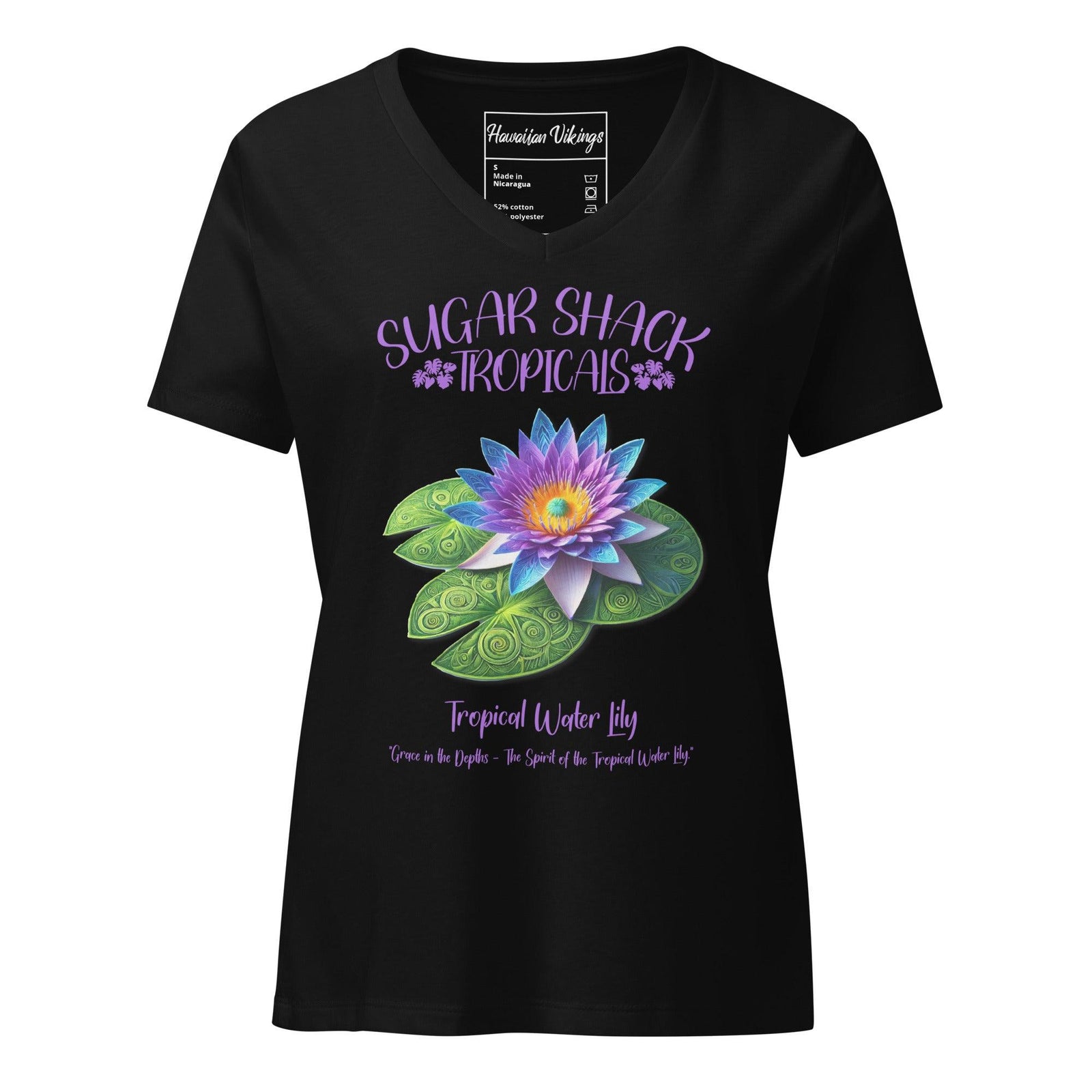 Tropical Water Lily Women’s relaxed v-neck t-shirt - Hawaiian Vikings