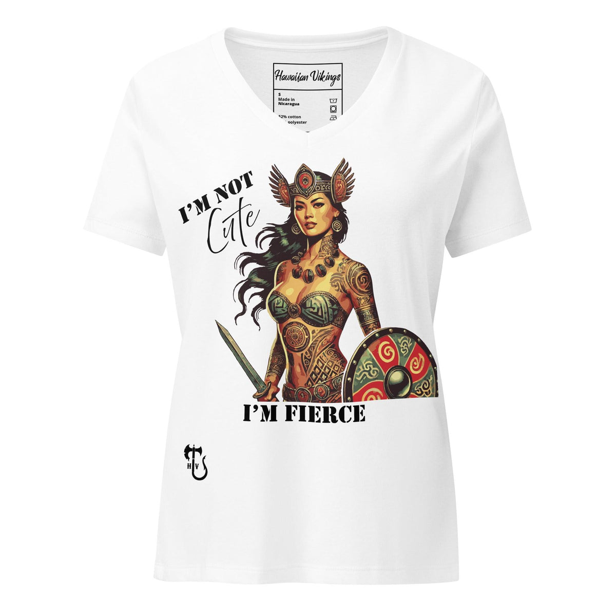 I&#39;m Not Cute, I&#39;m Fierce Women’s Relaxed V-Neck T-Shirt - Hawaiian Vikings