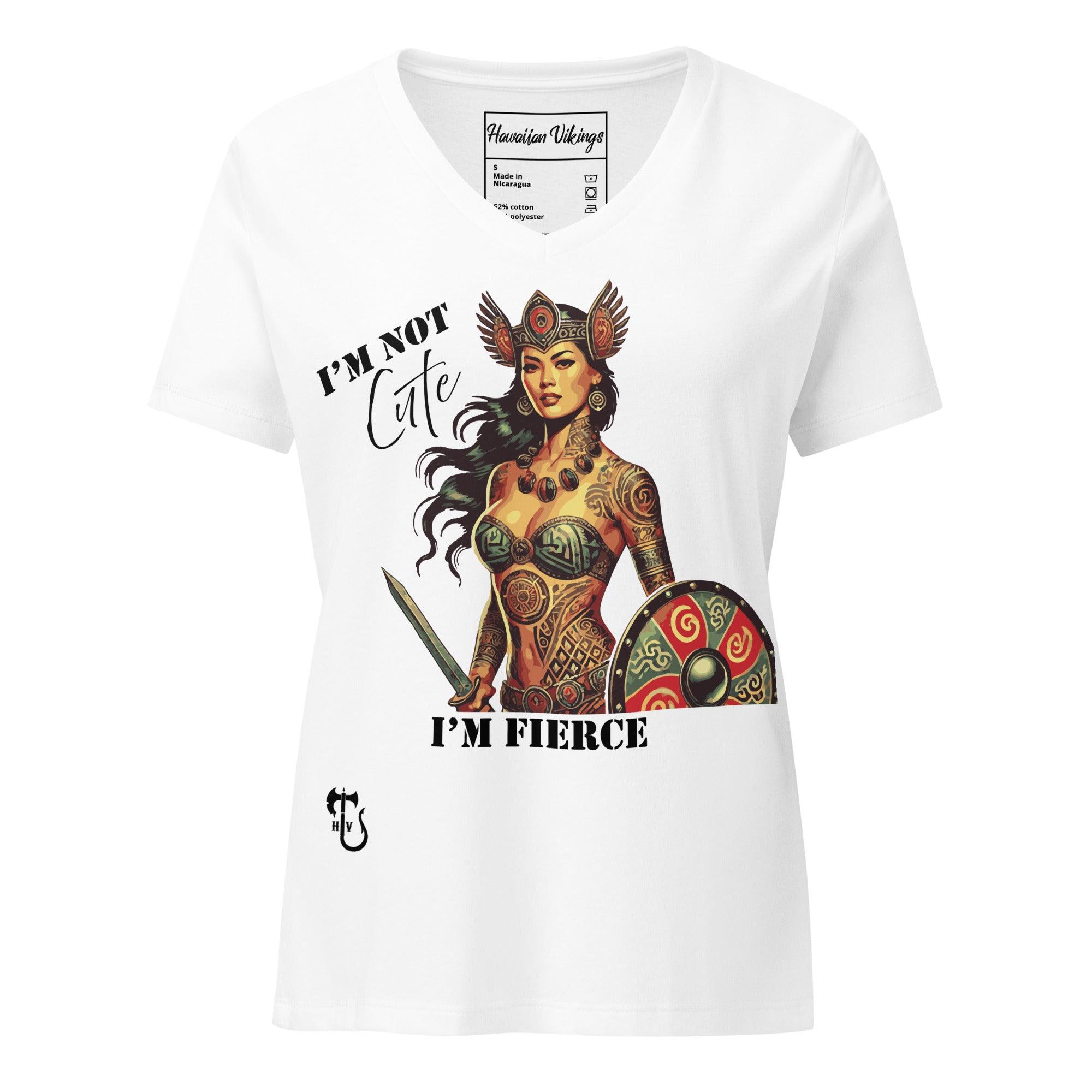 I'm Not Cute, I'm Fierce Women’s Relaxed V-Neck T-Shirt - Hawaiian Vikings