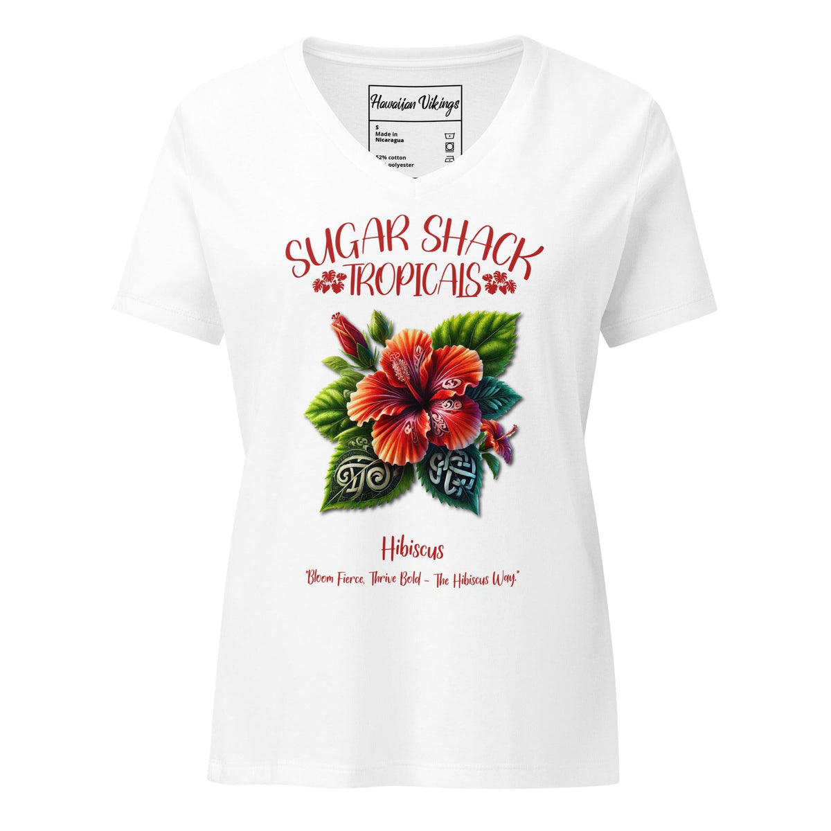 Hibiscus Women’s relaxed v-neck t-shirt - Hawaiian Vikings