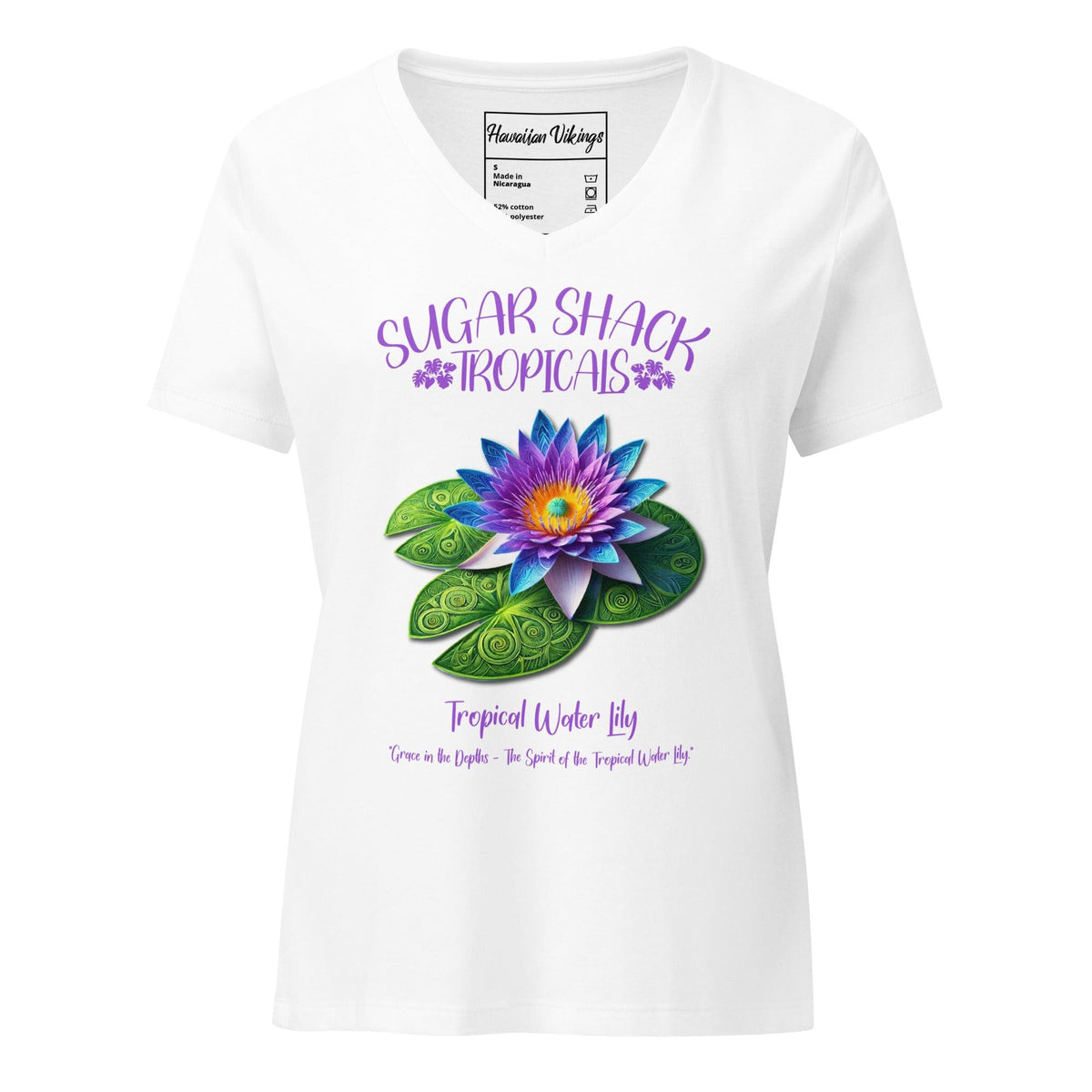Tropical Water Lily Women’s relaxed v-neck t-shirt - Hawaiian Vikings