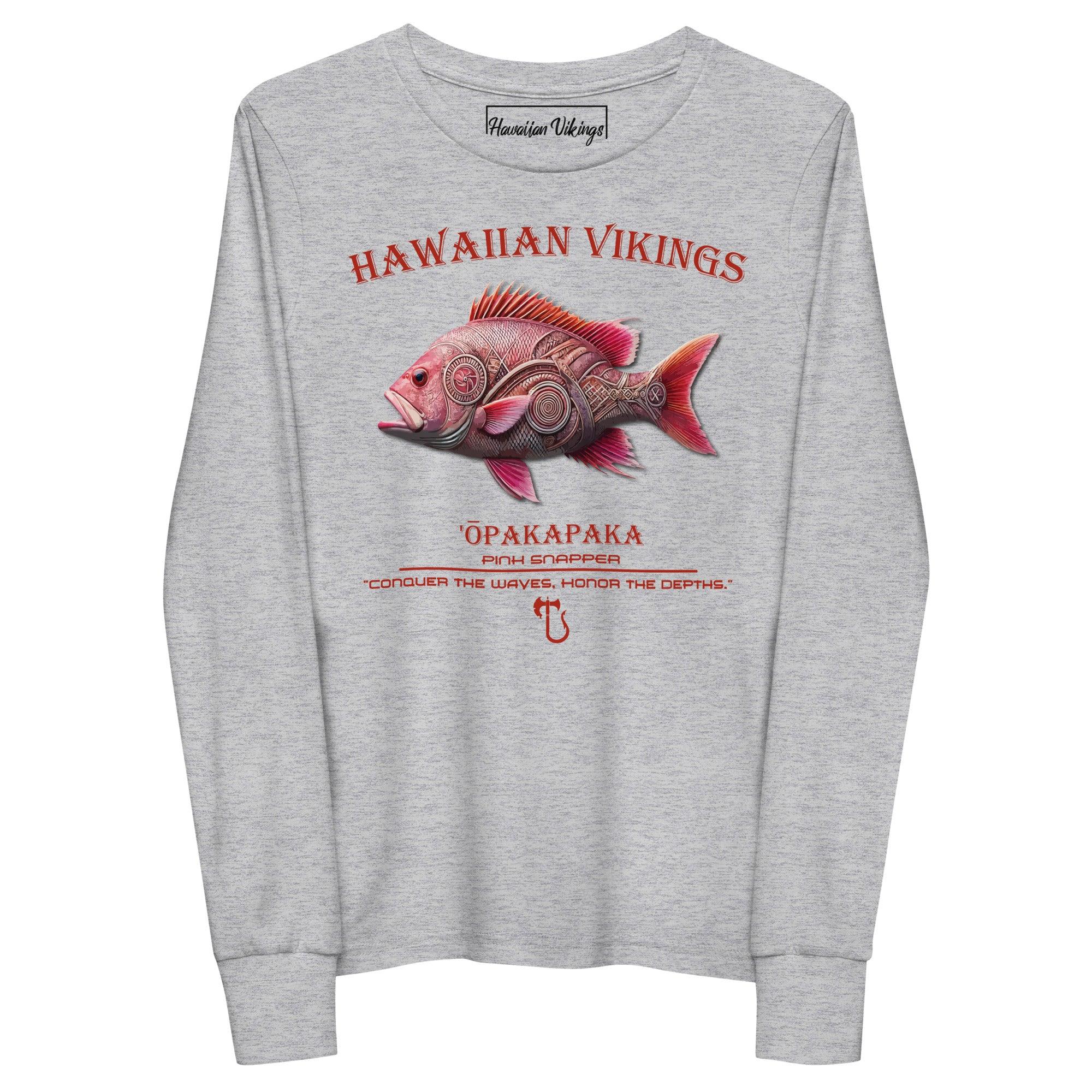 Pacific Pink Snapper Youth Long Sleeve Tee - Hawaiian Vikings